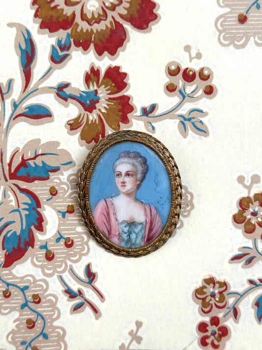 Antique French Small Portrait Frame Brooch