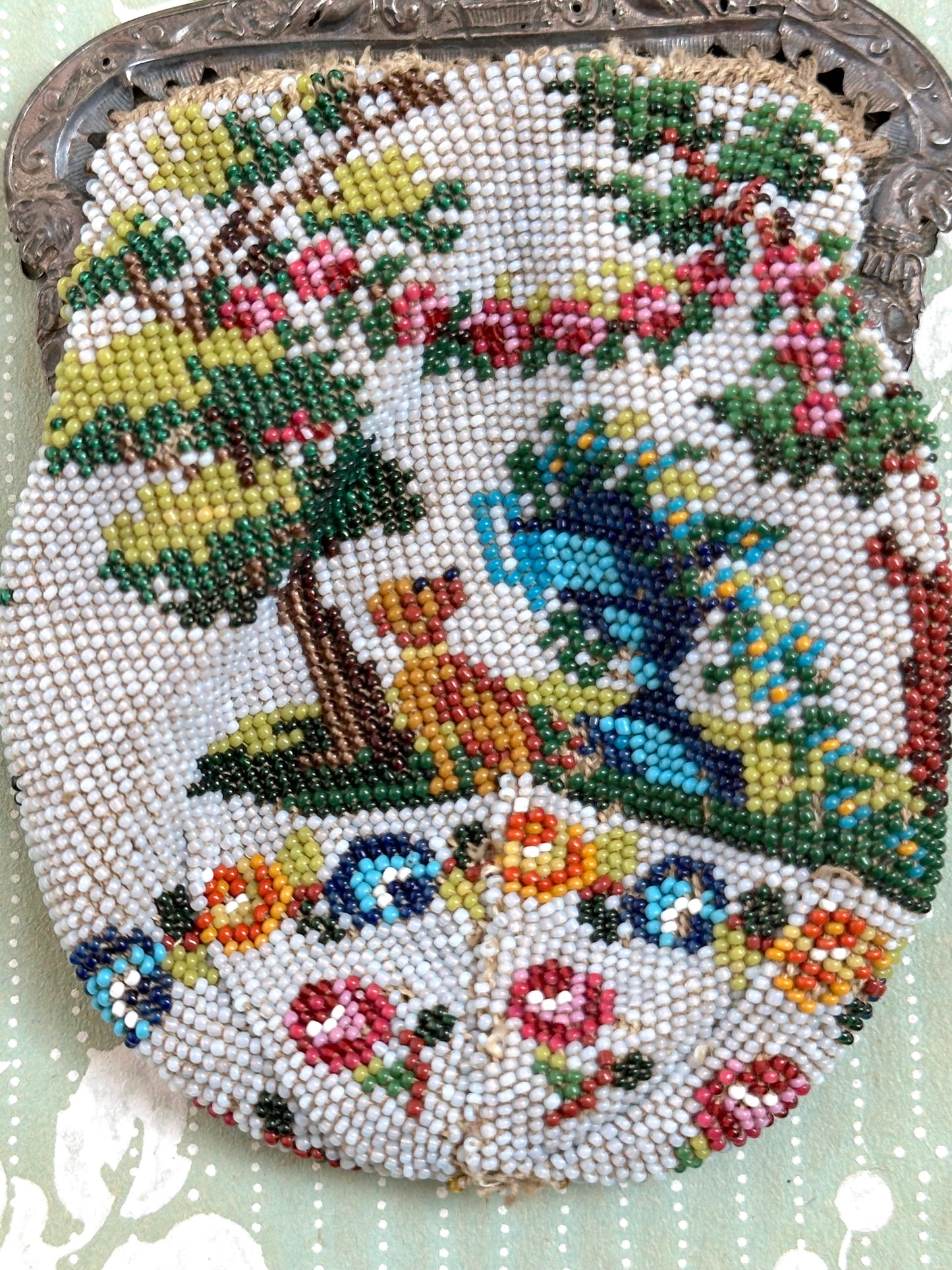 Antique French Small Beaded Pouch