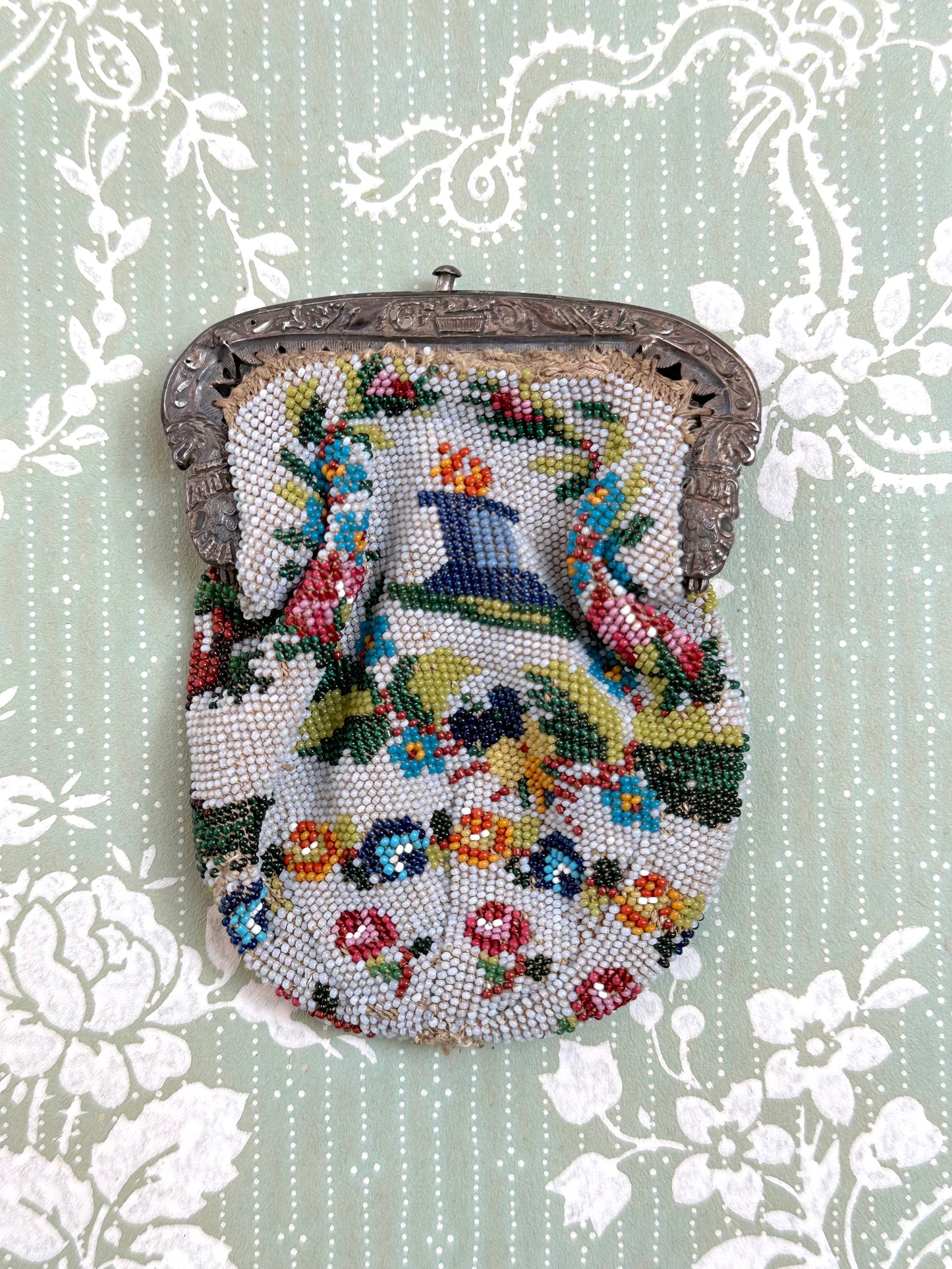 Antique French Small Beaded Pouch