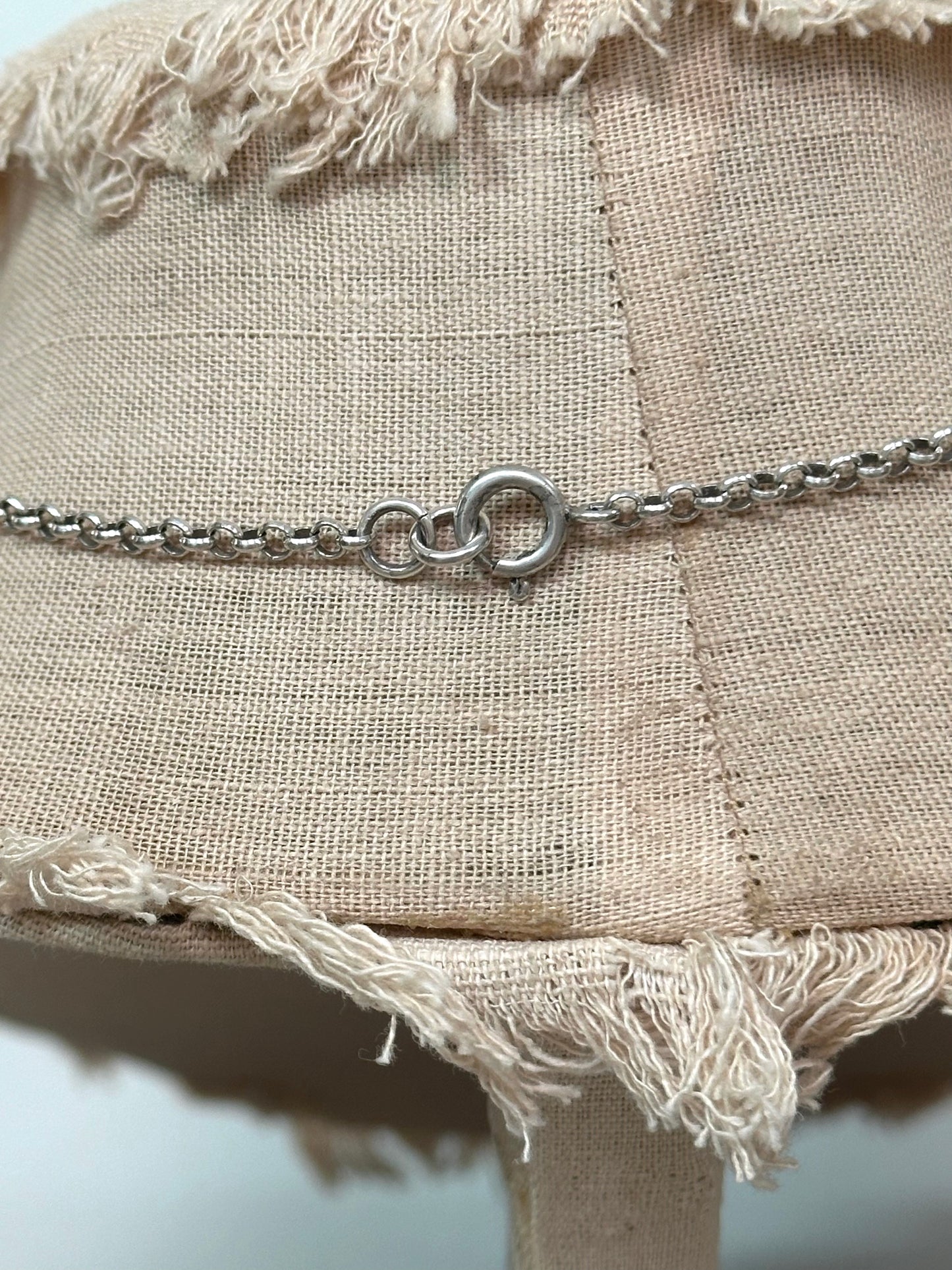 Antique French Round Silver Locket Necklace