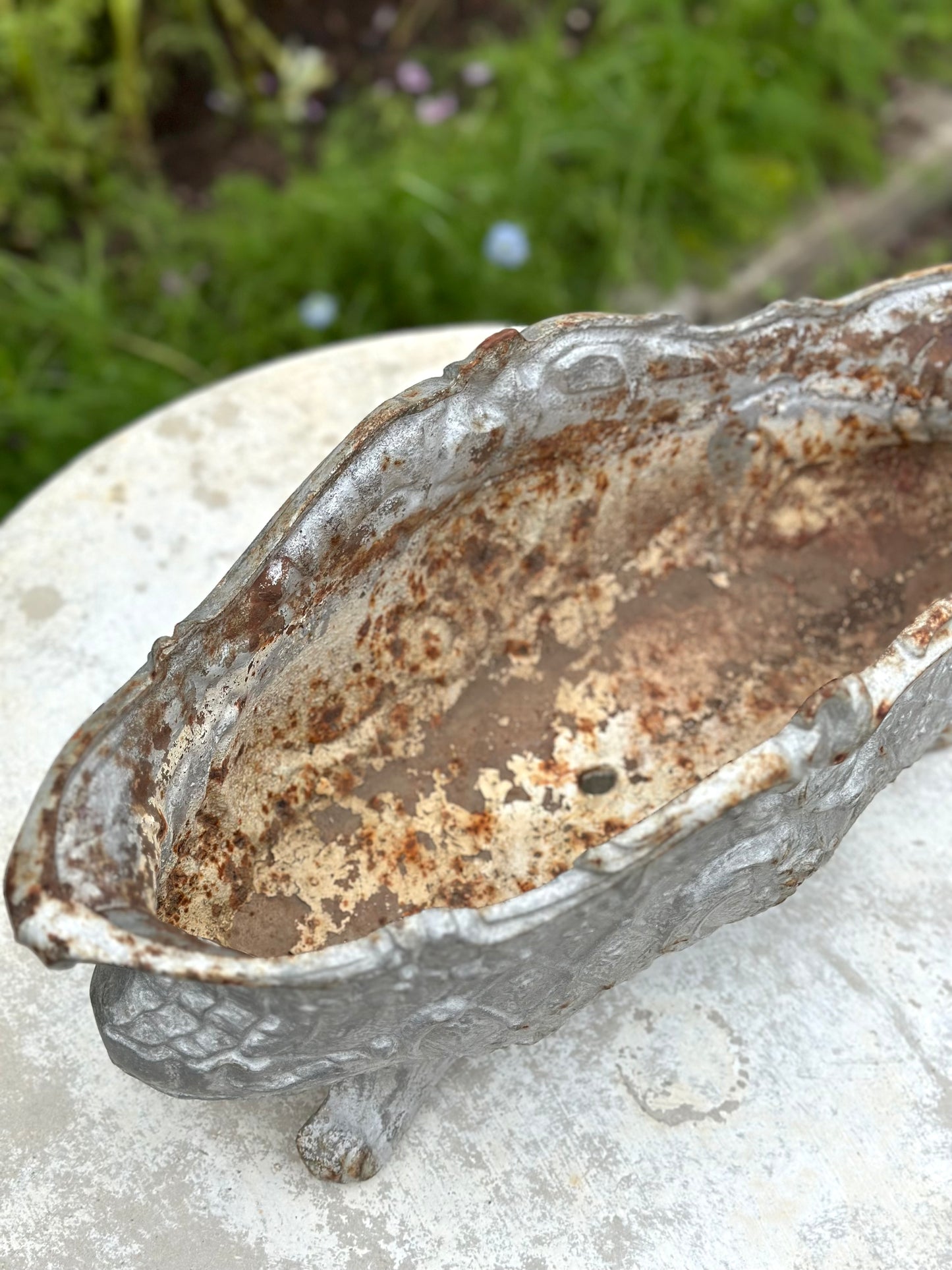Antique French Large Silver Cast Iron Jardinere