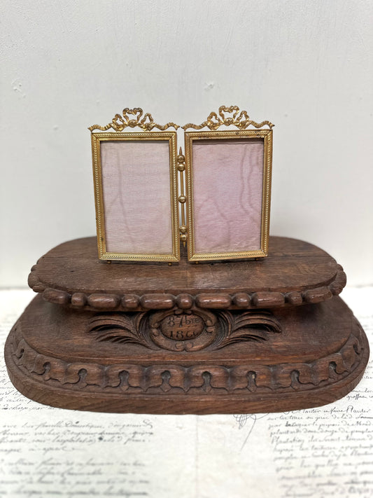 Antique French Small Brass Folding Frame