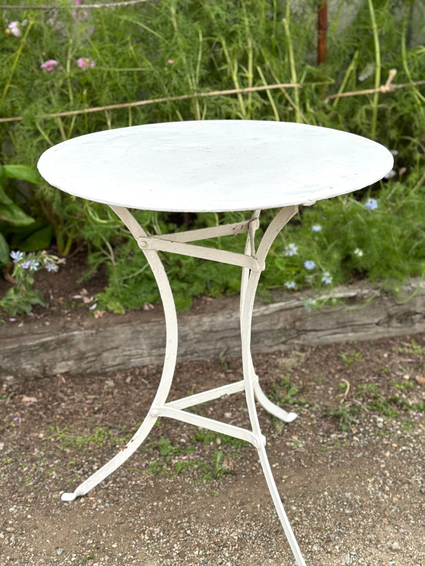 Antique French White Metal Outdoor Table