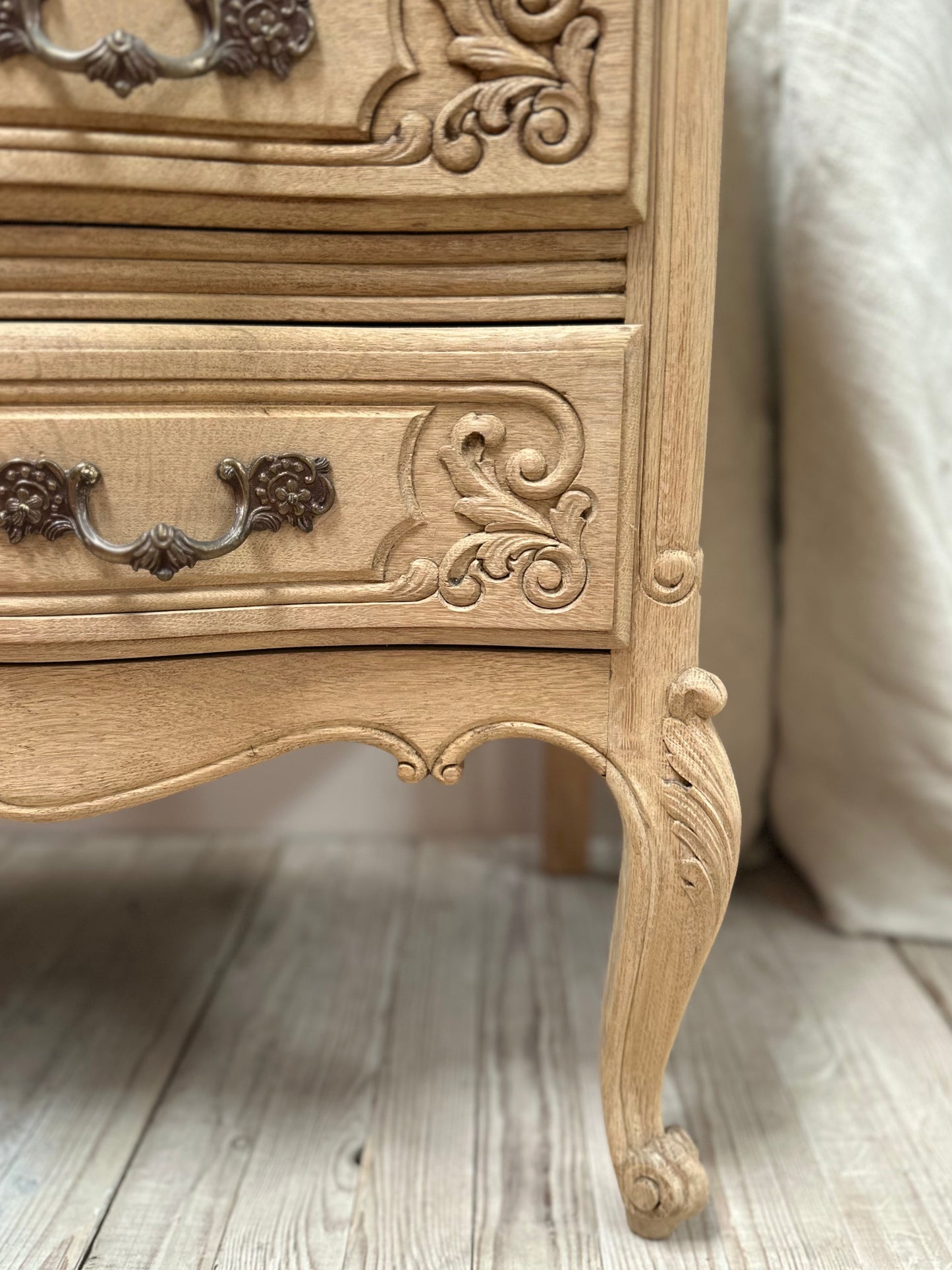 Antique French Louis XV 3 Drawer Serpentine Commode