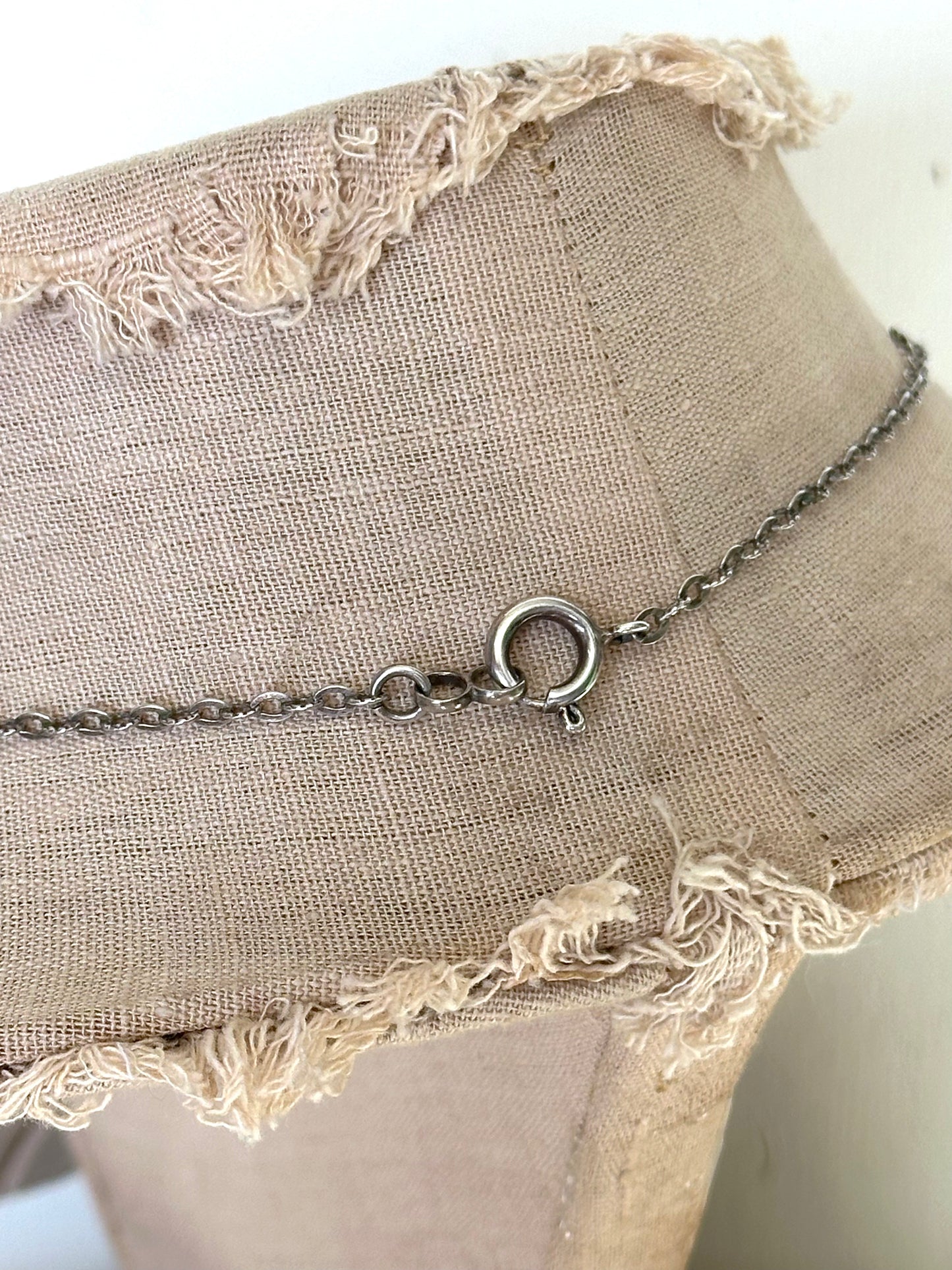 Antique French Ornate Silver Necklace With Floral Heart Locket