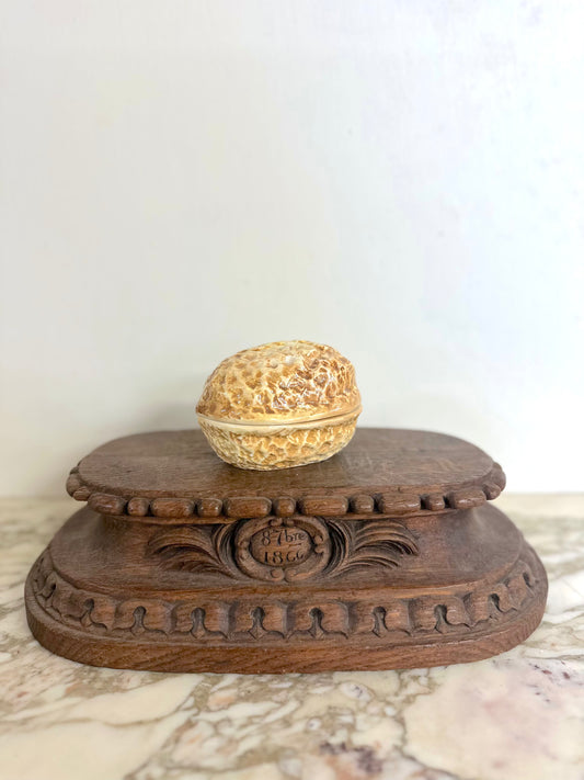 Vintage European Ceramic Walnut Shaped Box