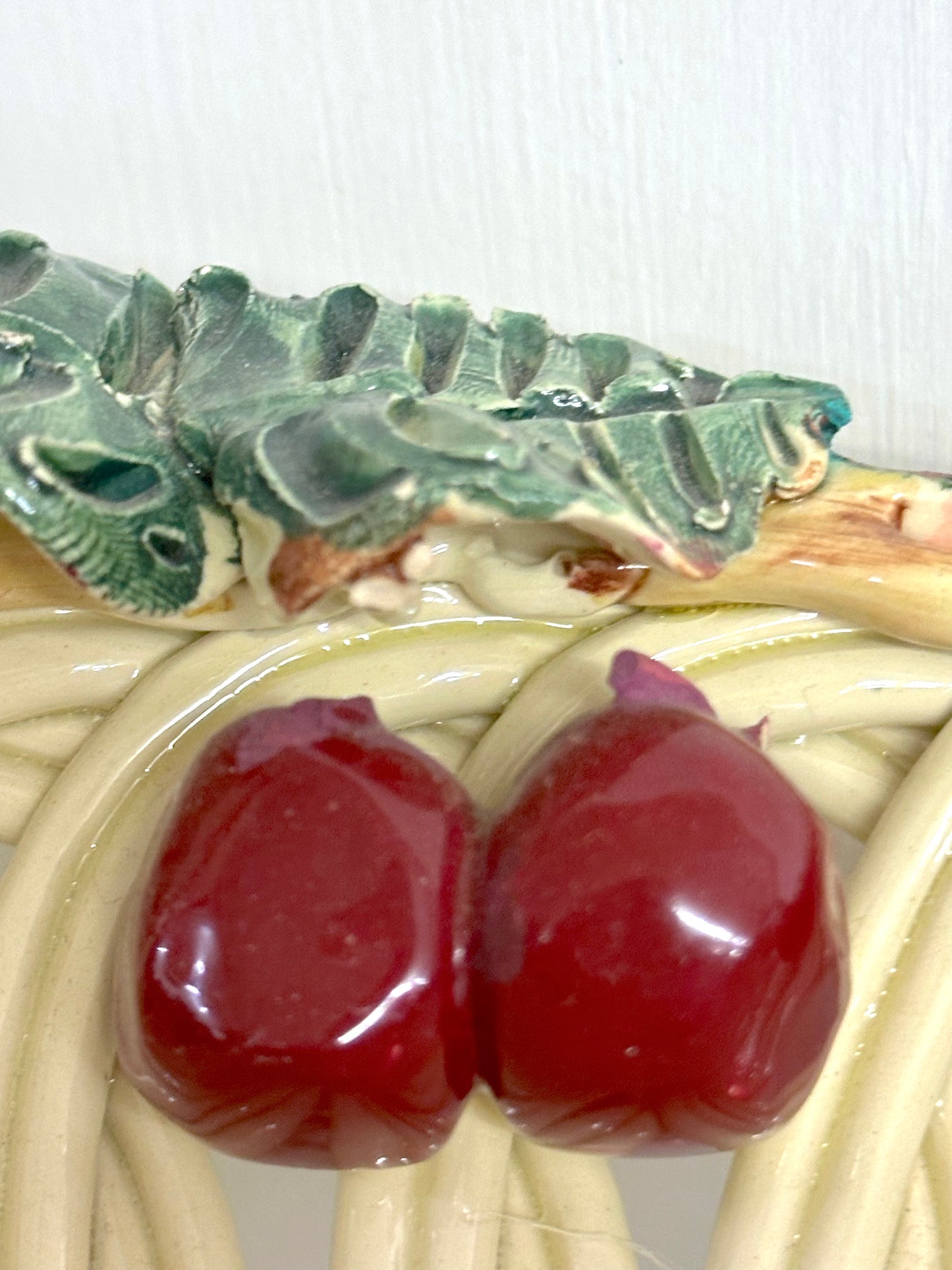 Vintage French Large Woven Cherry Basket Bowl