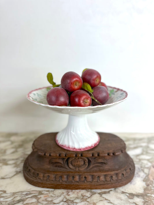 Antique French Footed Dish With Cherry Design