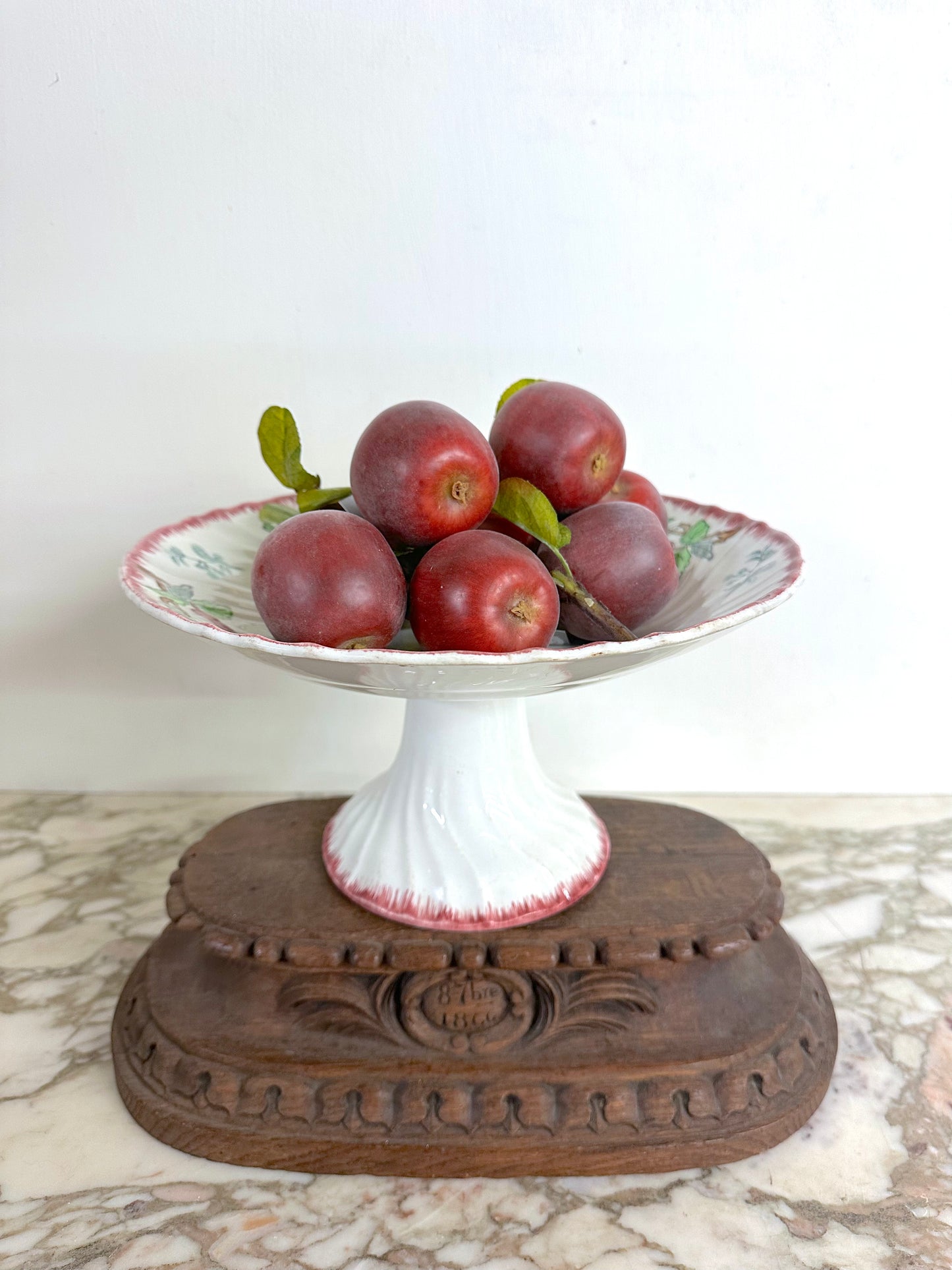 Antique French Footed Dish With Cherry Design