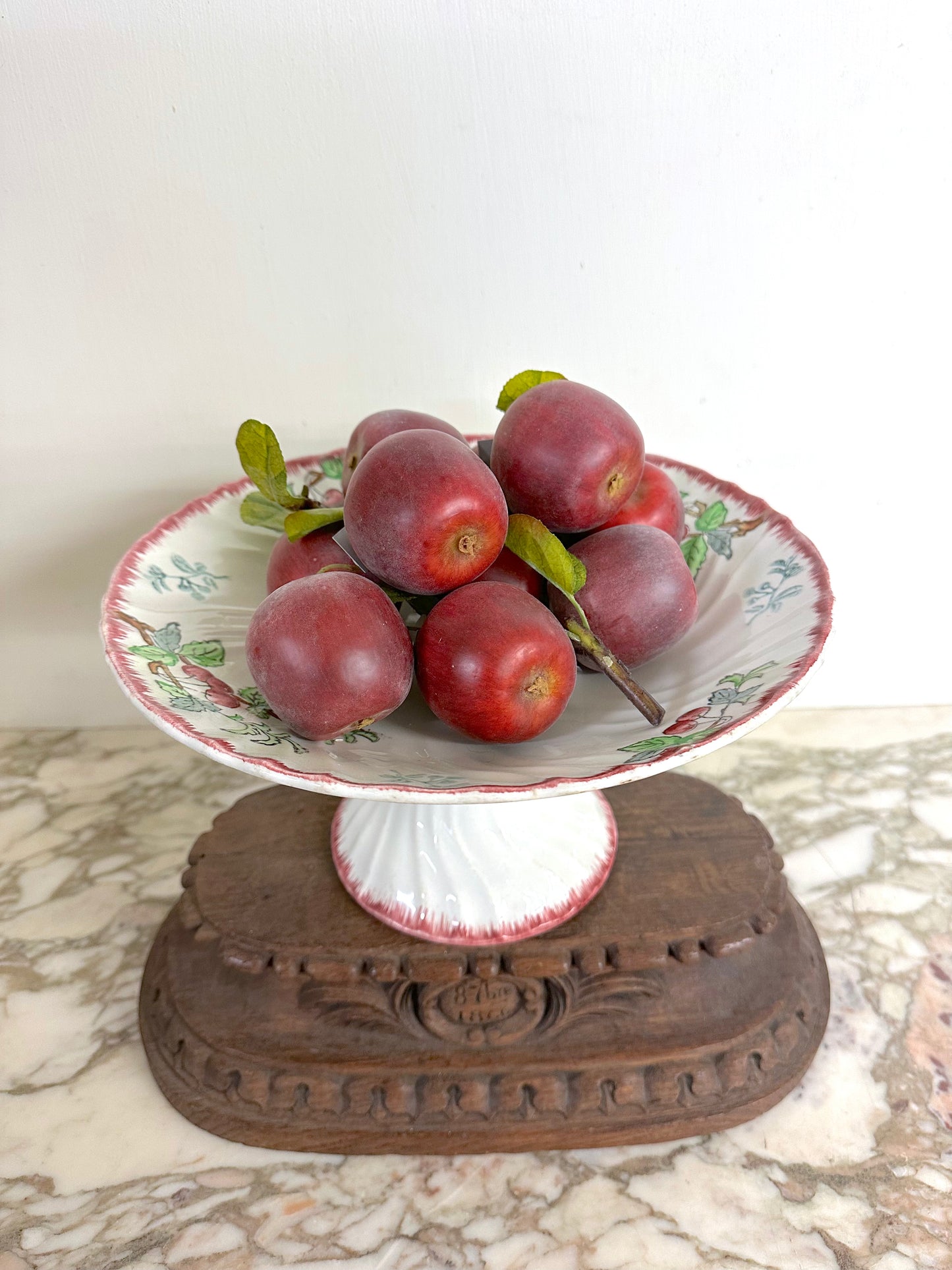 Antique French Footed Dish With Cherry Design