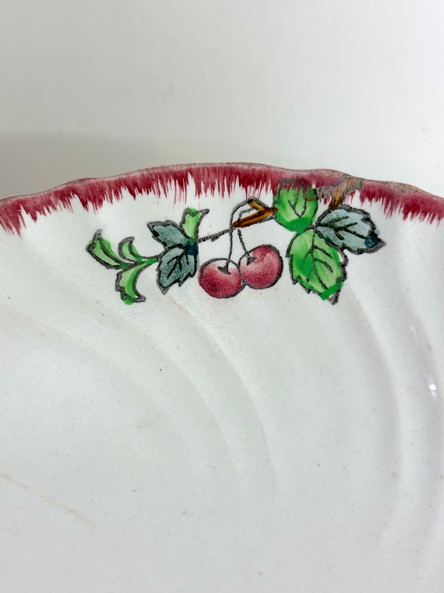 Antique French Footed Dish With Cherry Design