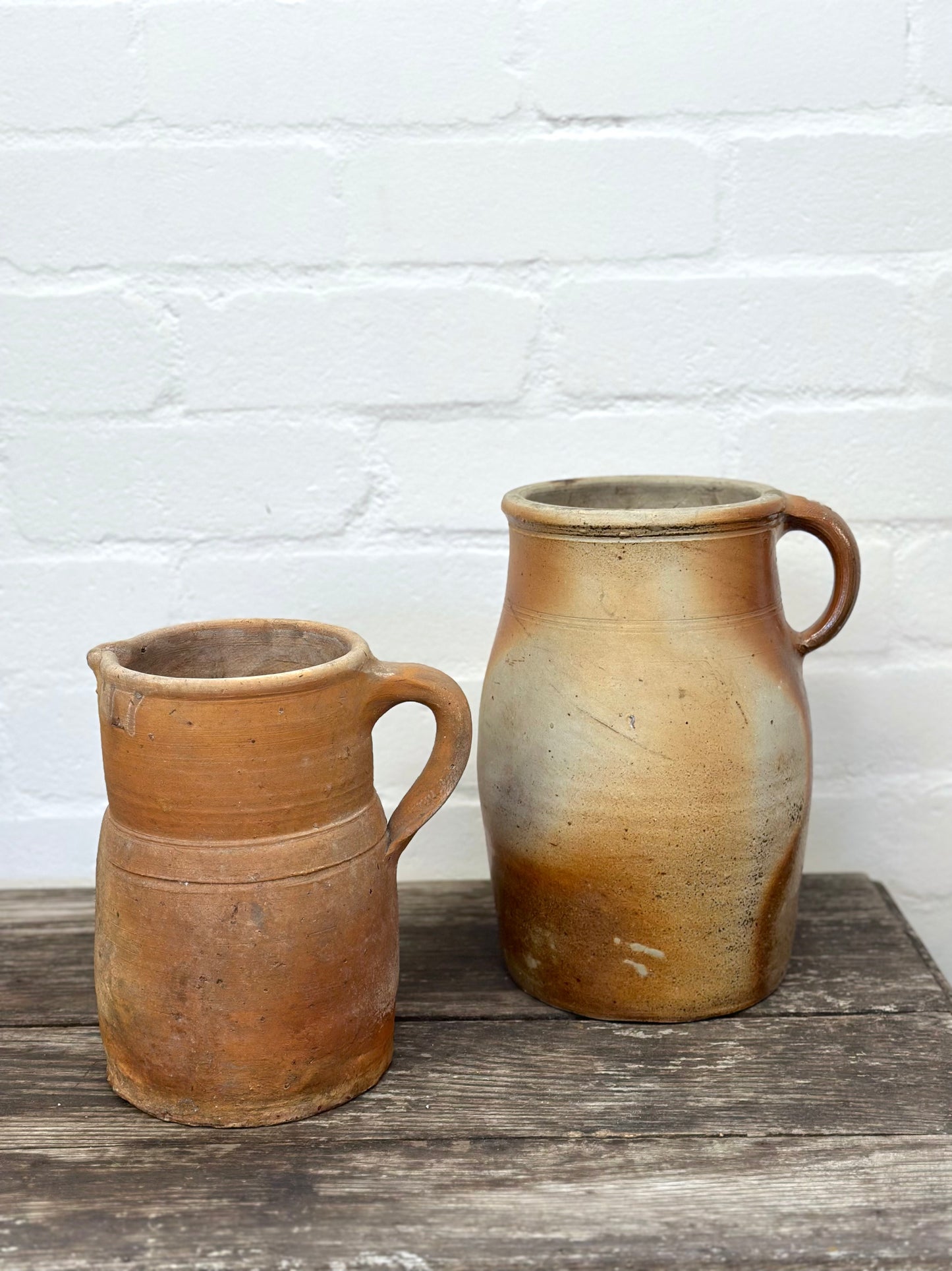 Antique French Glazed Pottery Jugs