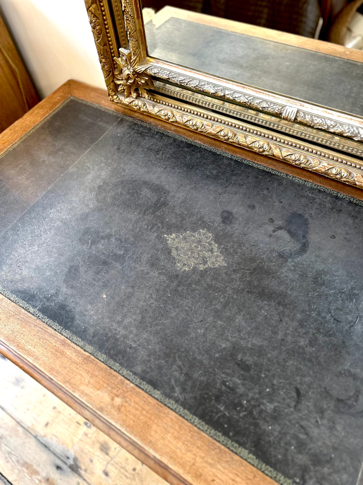 Antique French Leather Top Desk
