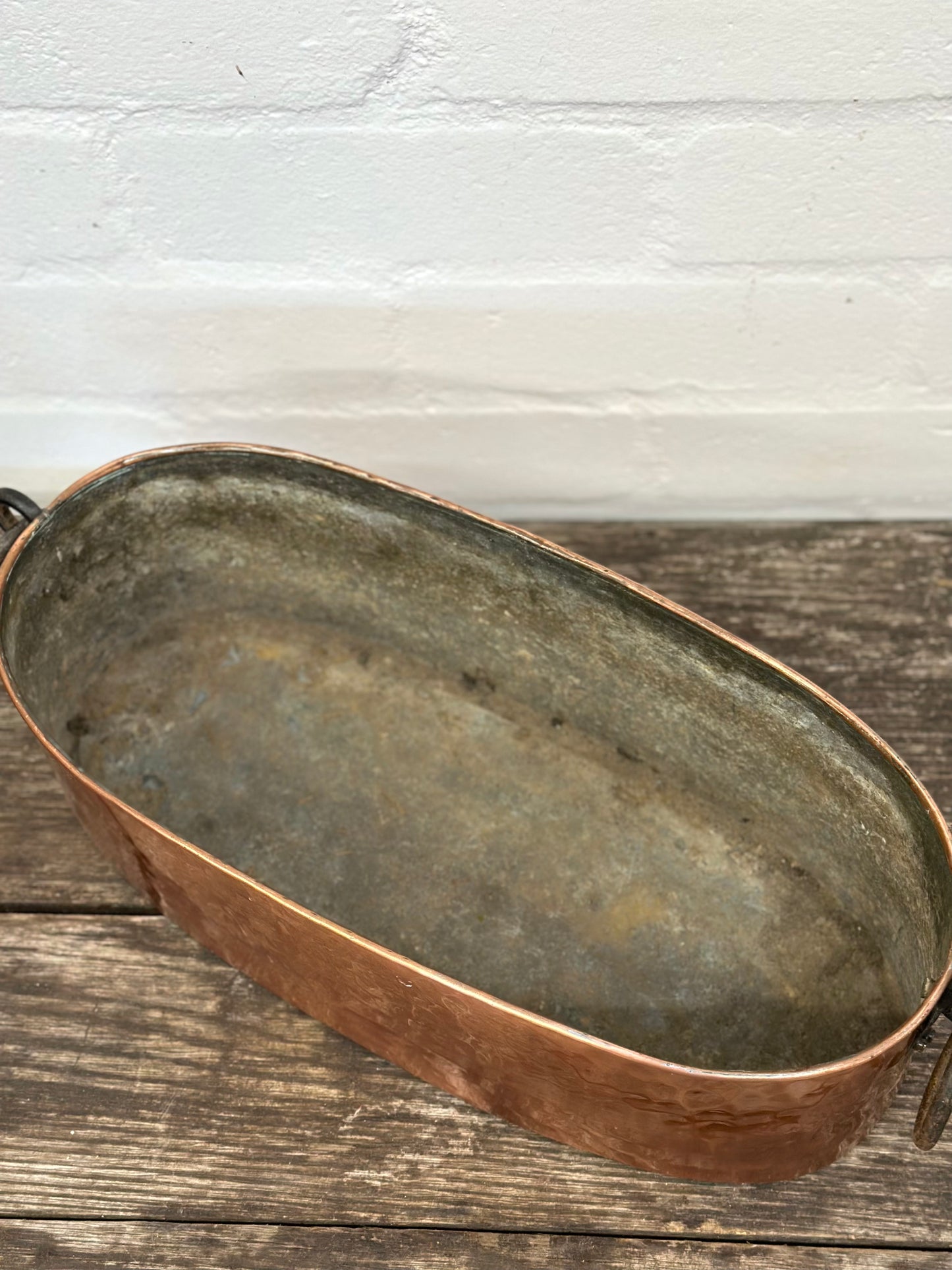 Antique French Wide Copper Fish Poacher