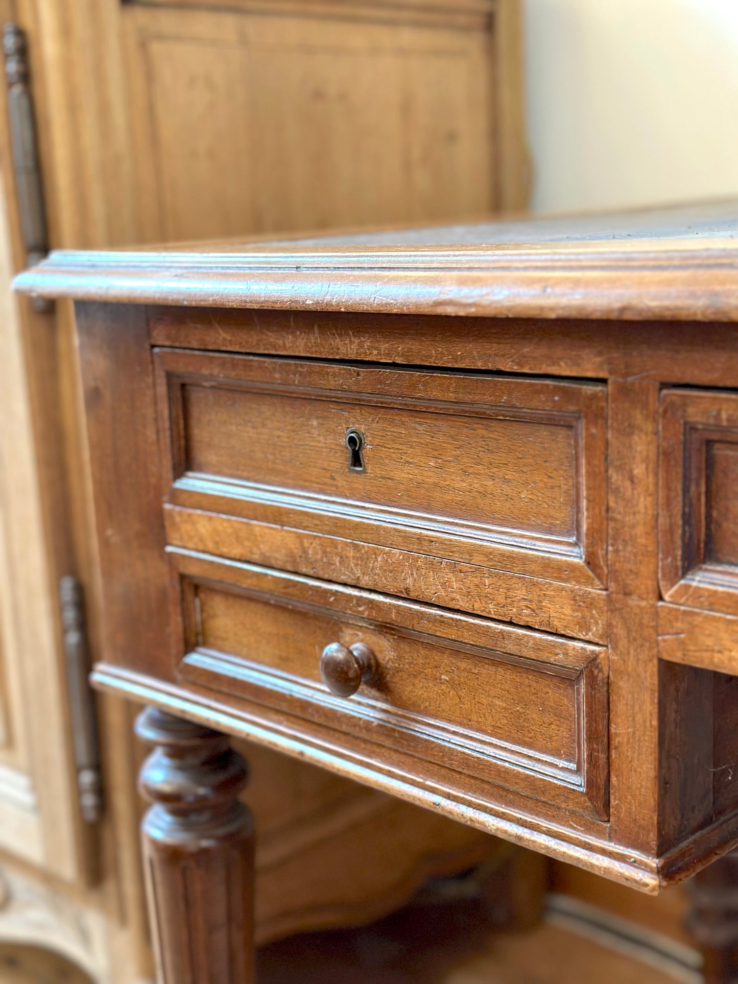 Antique French Leather Top Desk