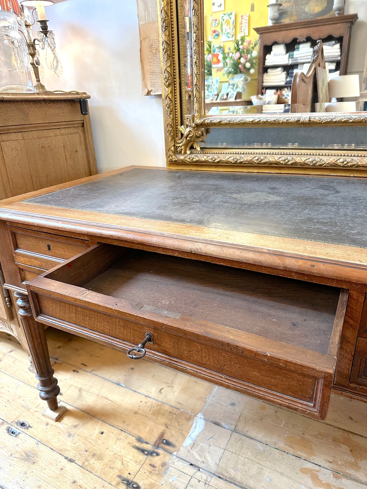 Antique French Leather Top Desk