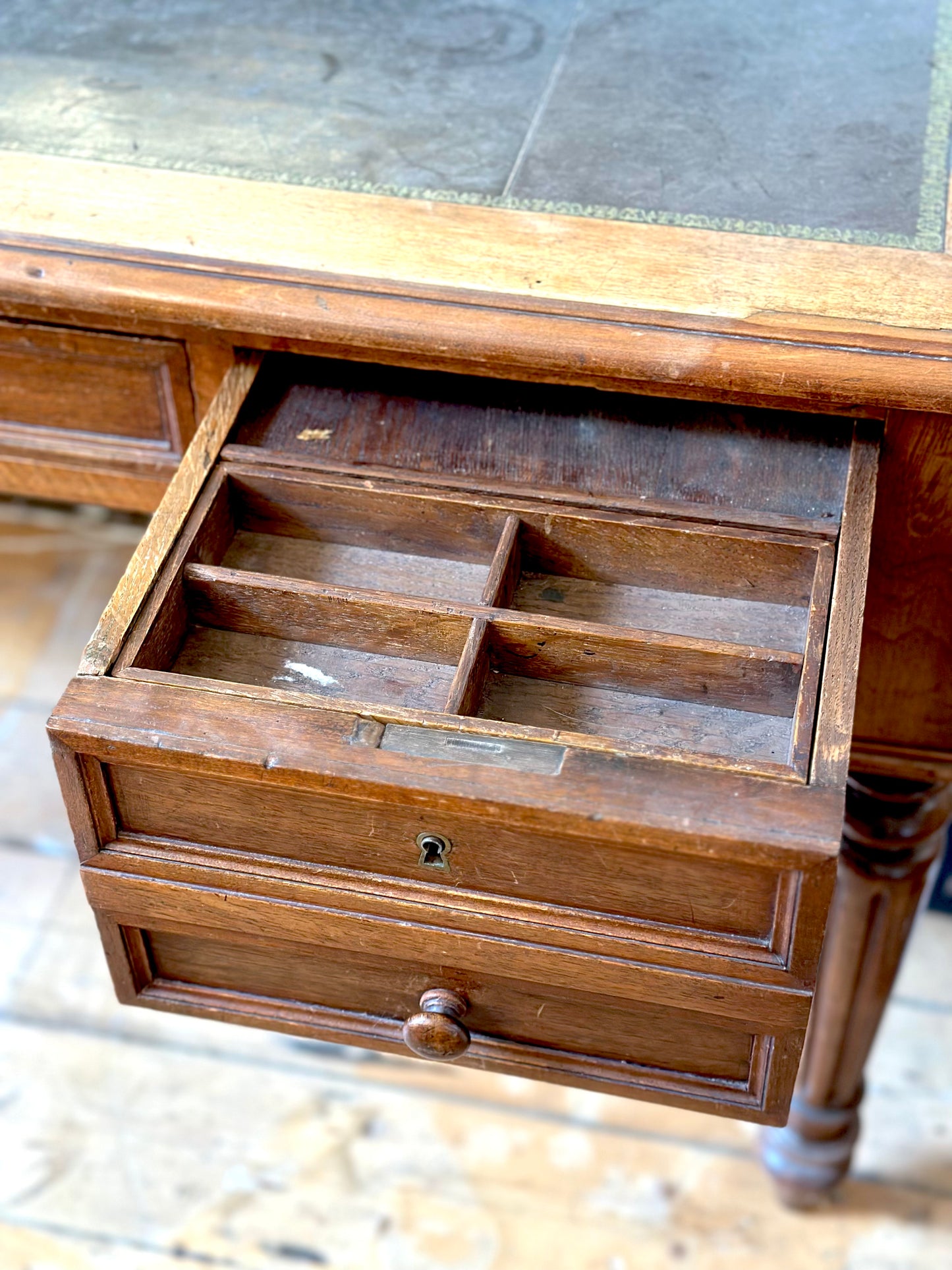 Antique French Leather Top Desk