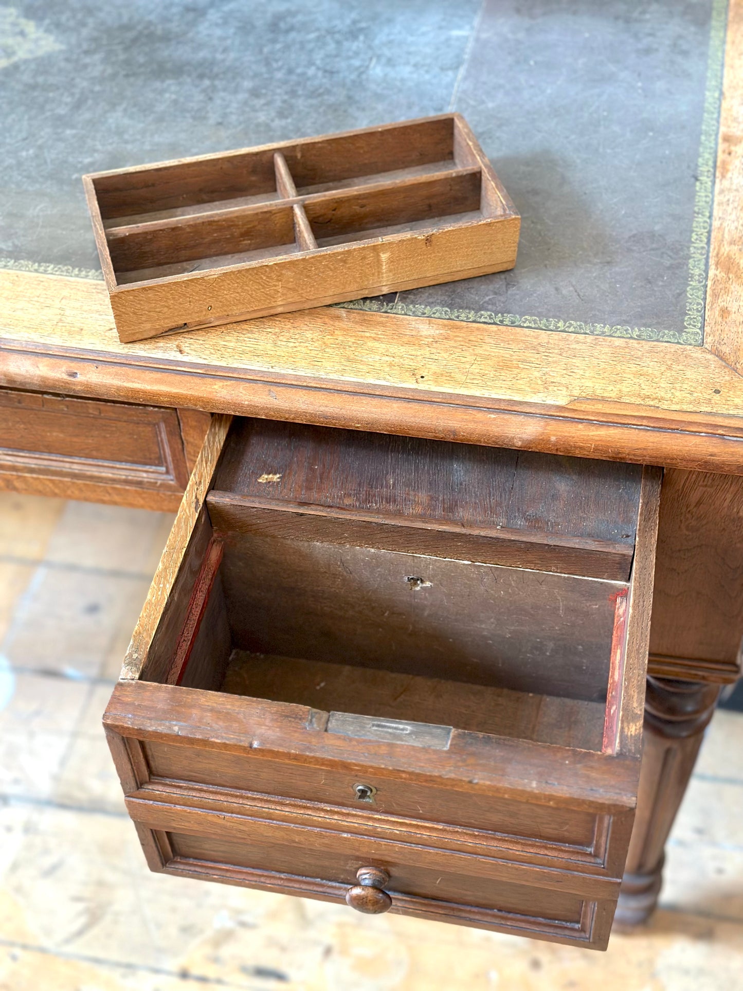 Antique French Leather Top Desk