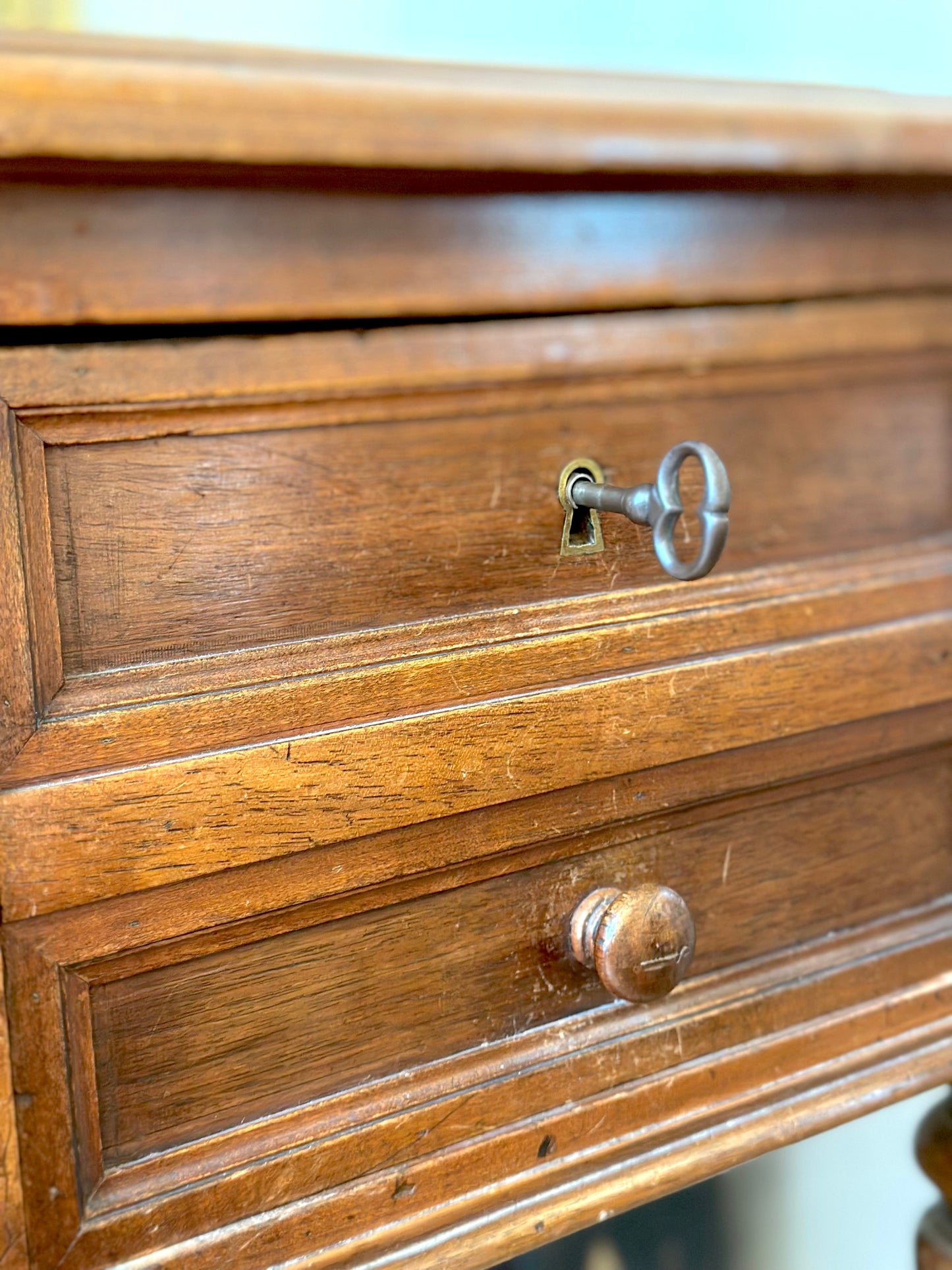 Antique French Leather Top Desk