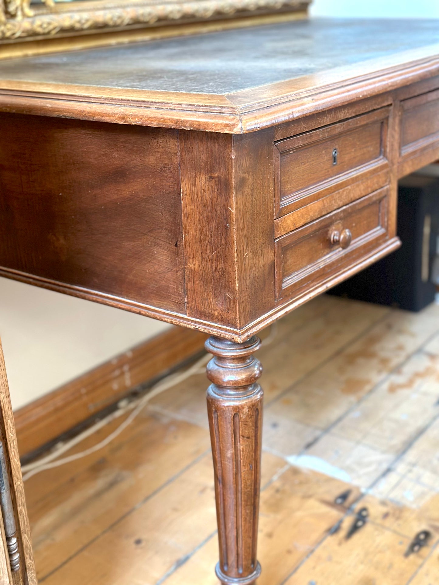 Antique French Leather Top Desk