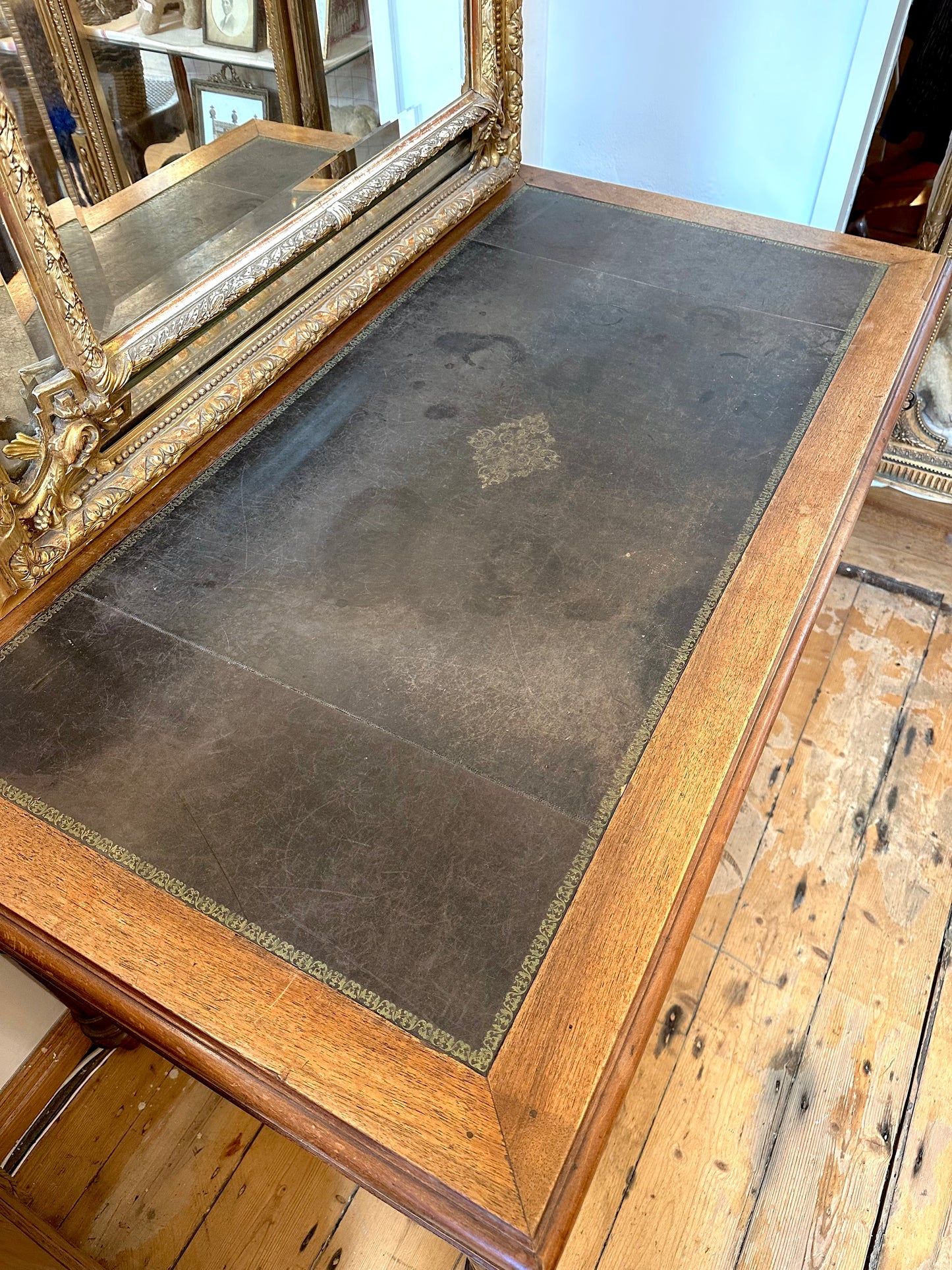 Antique French Leather Top Desk