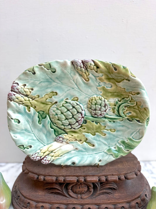 Antique French Majolica 'Artichoke' Platter