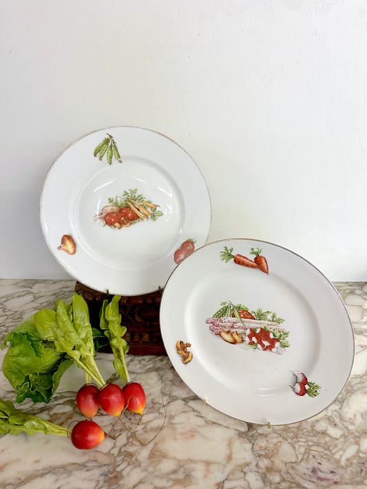 Vintage French "Milliat Frères" Vegetables - Set Of Two Serving Plates