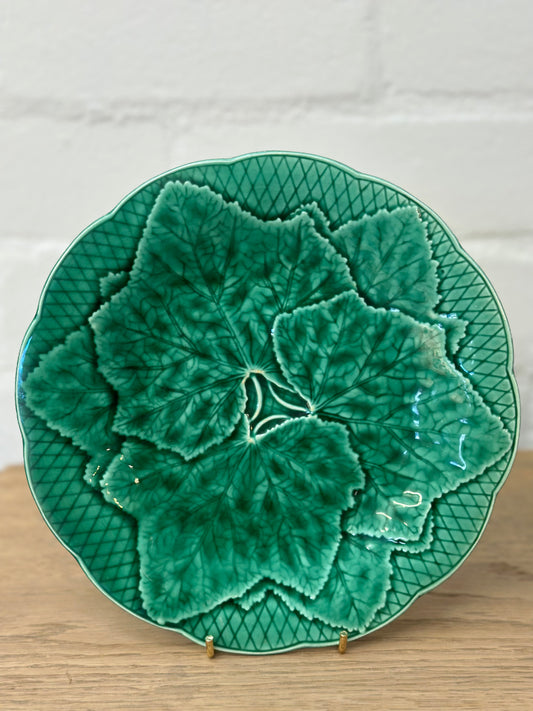 Antique French Majolica Green Ivy Leaf Pair Of Plates I