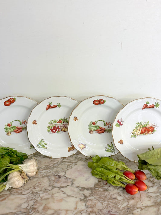 Vintage French "Milliat Frères" Vegetables - Set Of Four Dinner Plates