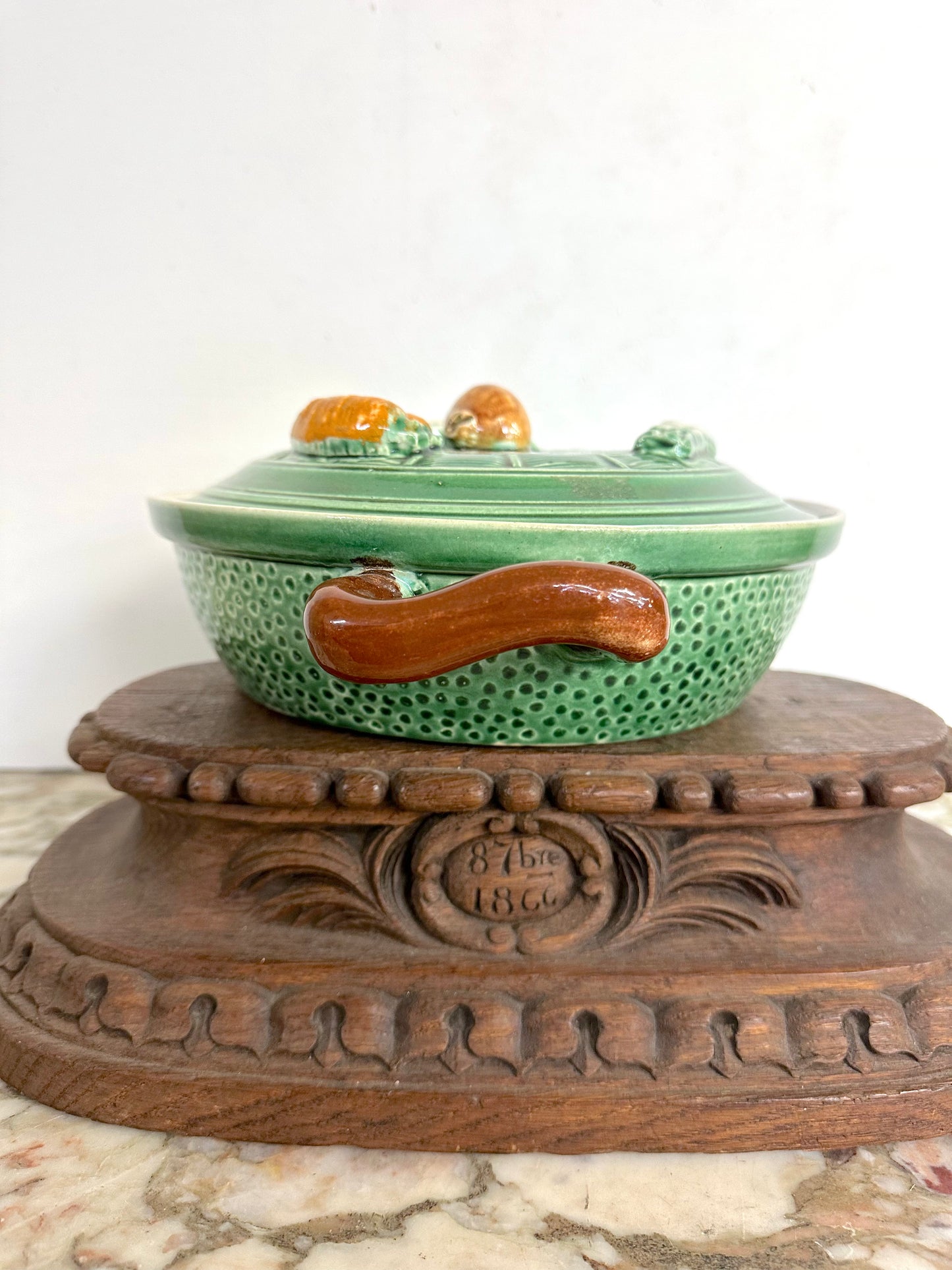 Vintage European Ceramic Basket Weave 'Legume' Tureen