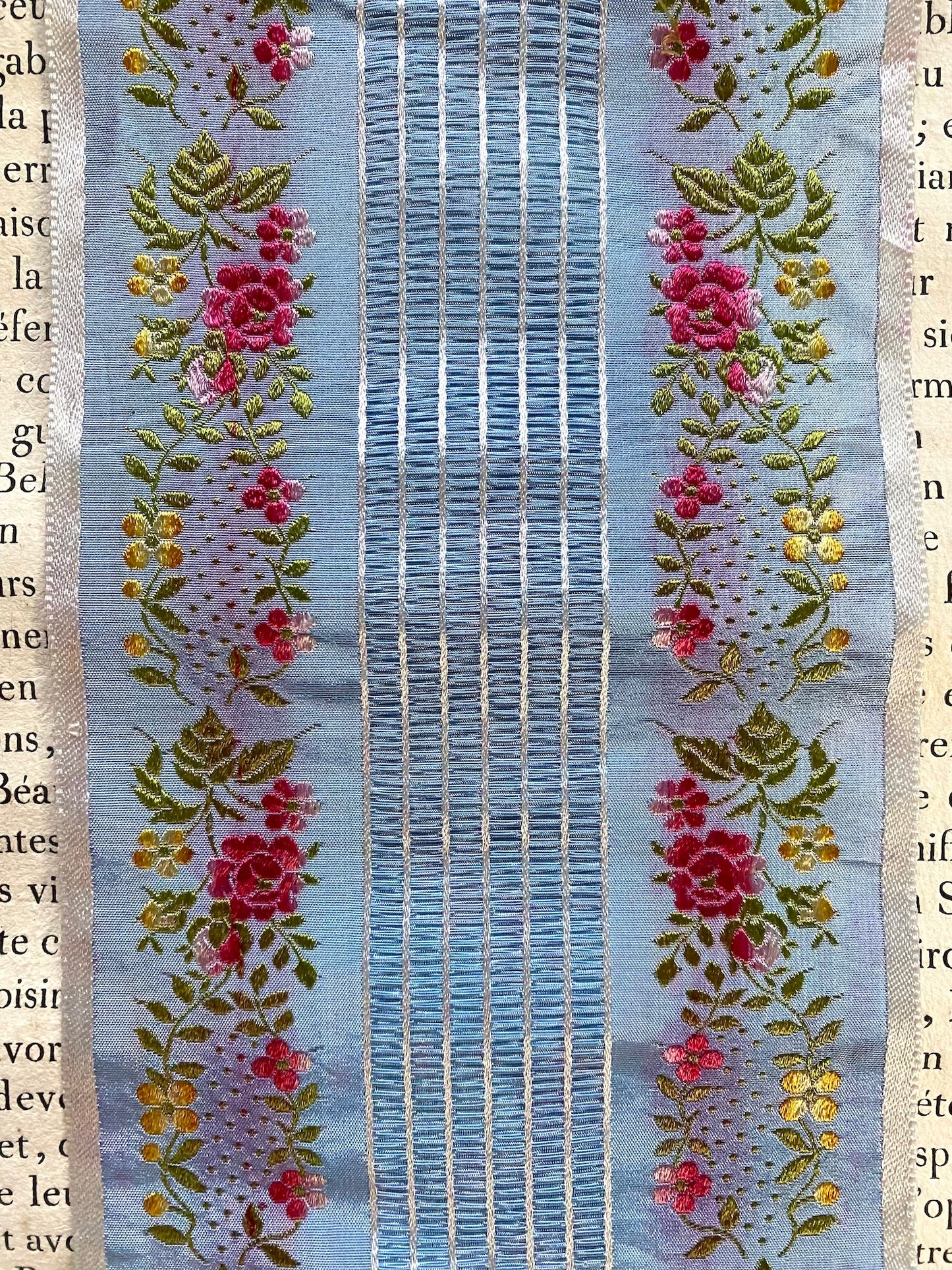 Antique French Floral Silk Ribbon - Multi