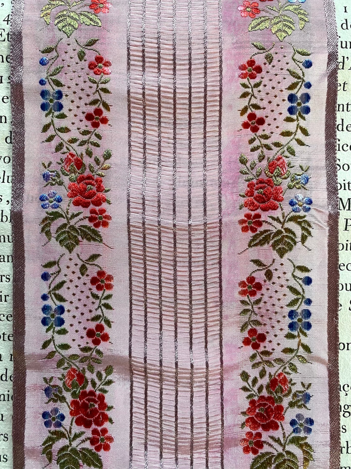 Antique French Floral Silk Ribbon - Multi