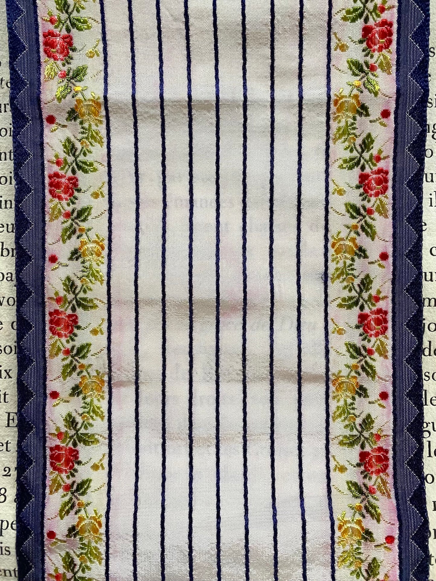 Antique French Floral Silk Ribbon - Multi