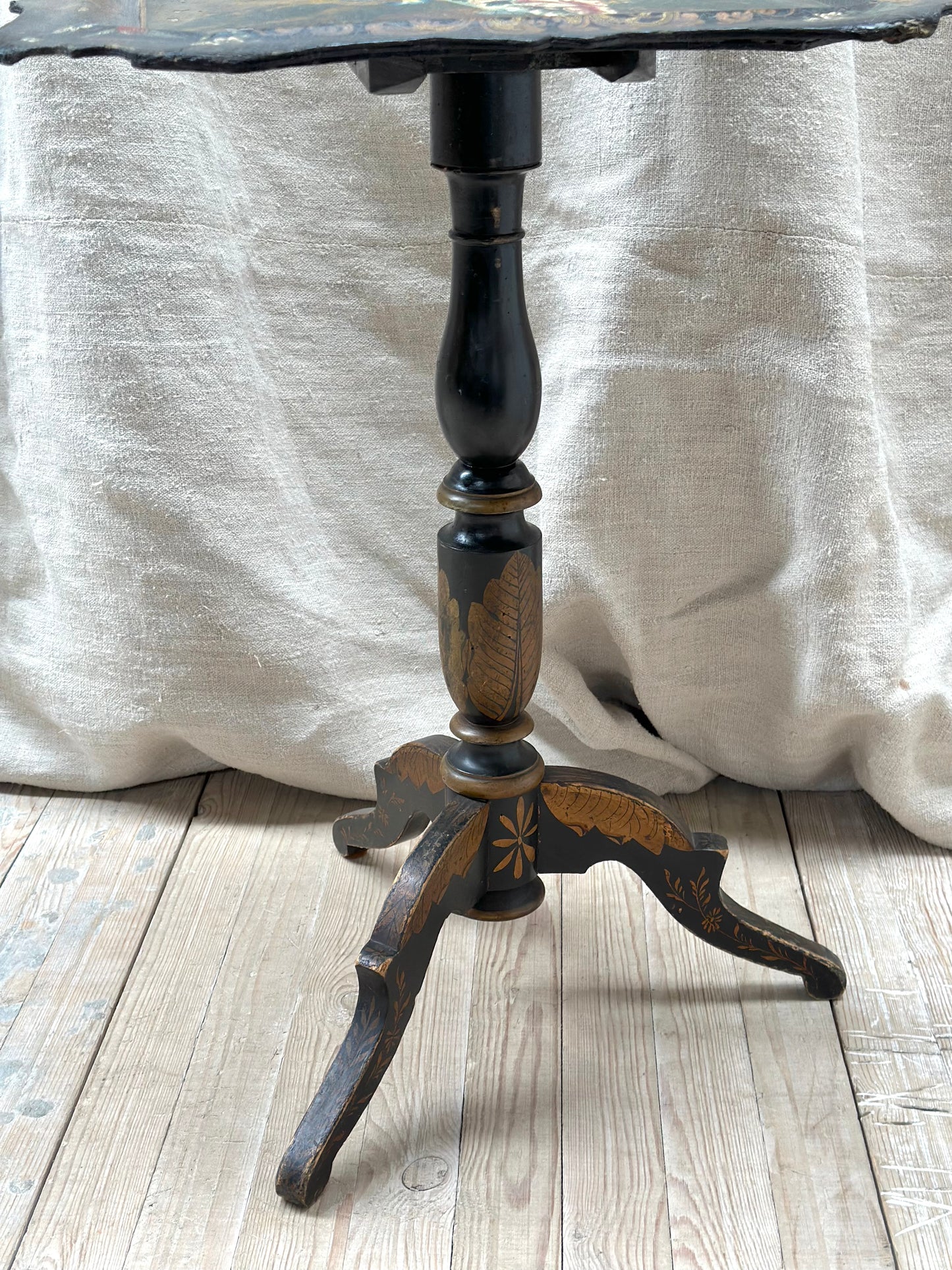 Antique French Napoleon III Painted Floral Side Table