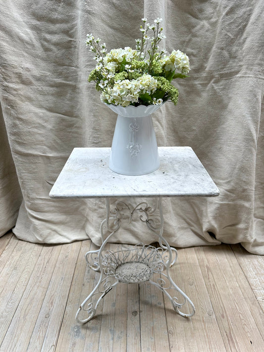 Antique French Petite White Marble Garden Table