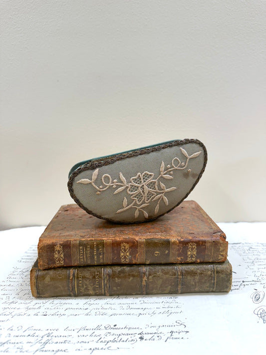 Small Antique French Fabric Covered Boudoir Box