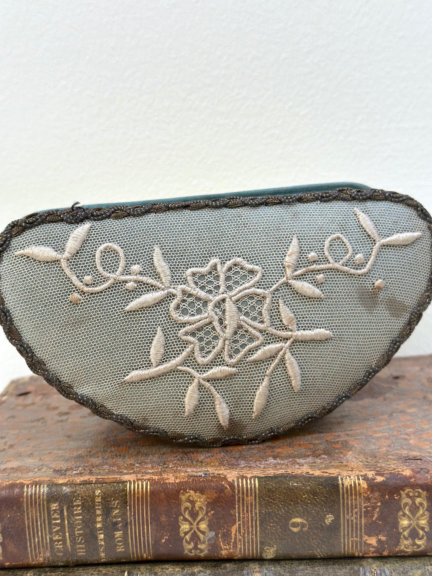 Small Antique French Fabric Covered Boudoir Box