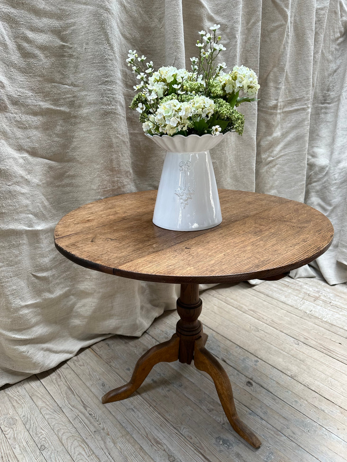 Antique French Oak Folding Round Breakfast Table