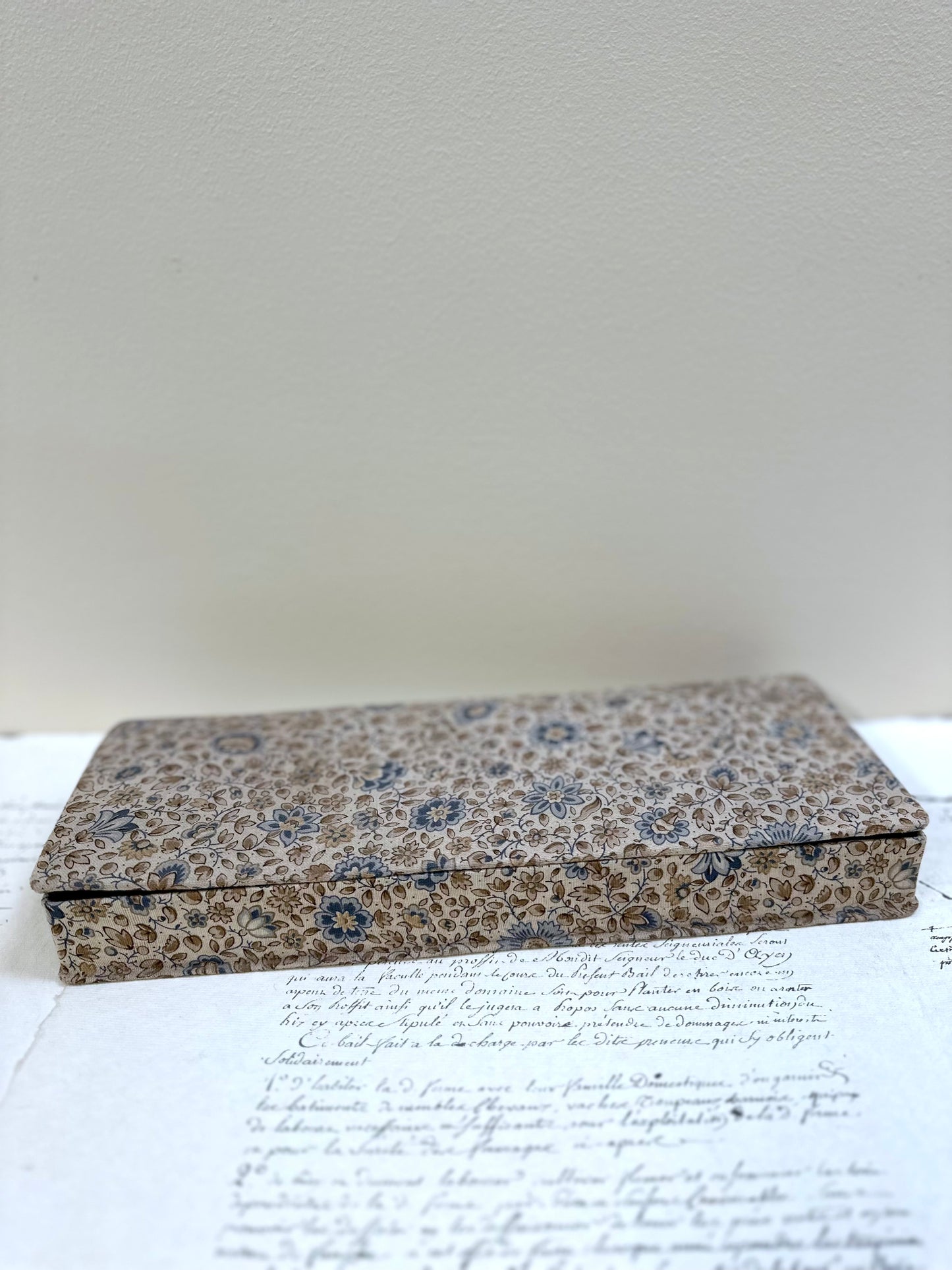 Antique French 'Jardin des Fleur' Fabric Covered Boudoir Boxes
