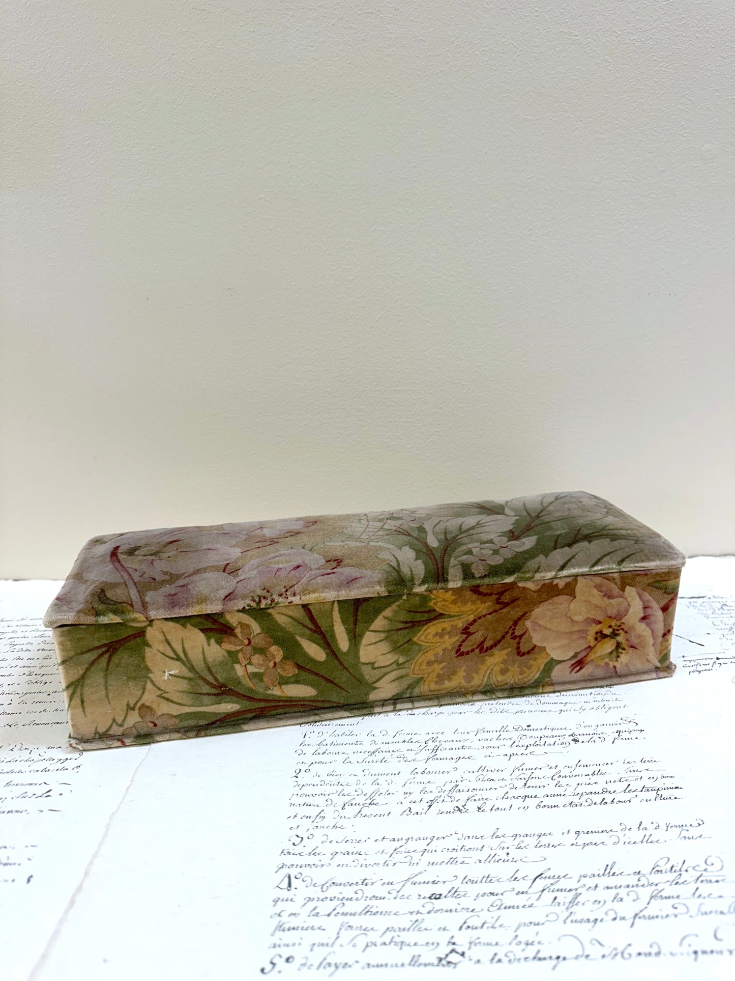 Antique French 'Jardin des Fleur' Fabric Covered Boudoir Boxes