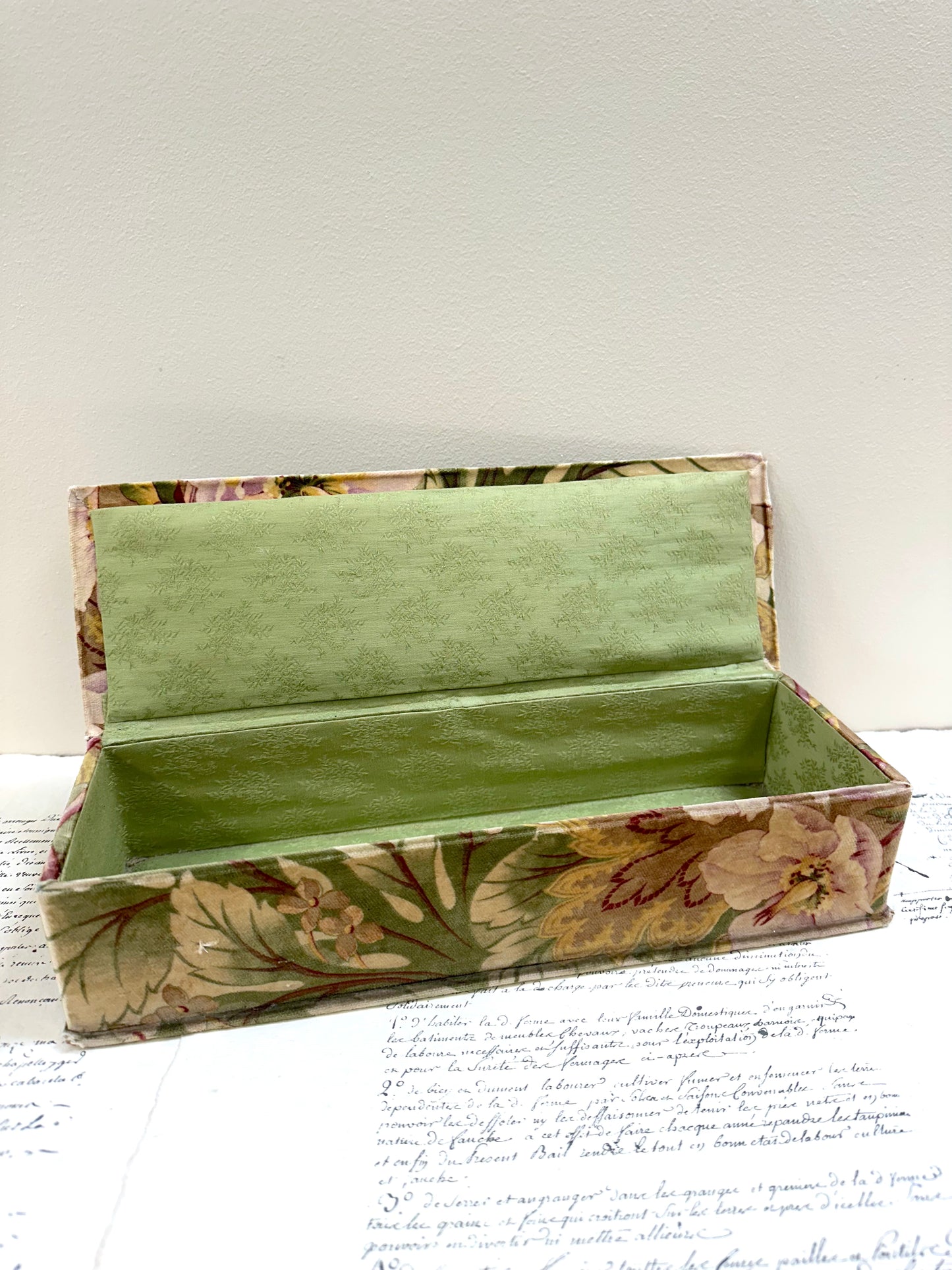 Antique French 'Jardin des Fleur' Fabric Covered Boudoir Boxes