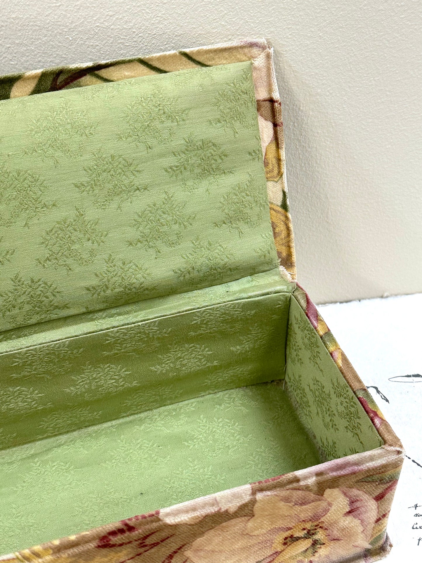 Antique French 'Jardin des Fleur' Fabric Covered Boudoir Boxes
