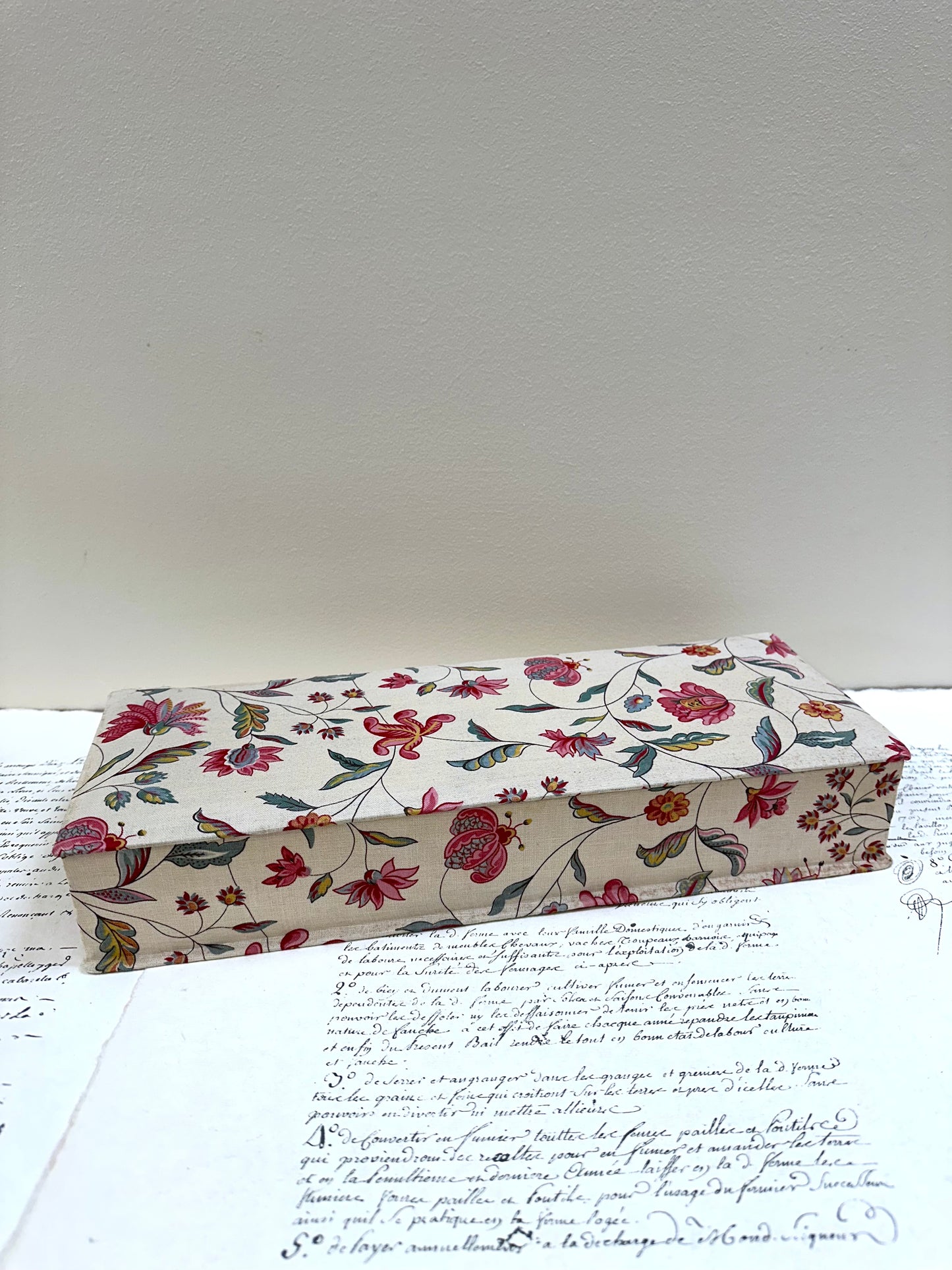 Antique French 'Jardin des Fleur' Fabric Covered Boudoir Boxes