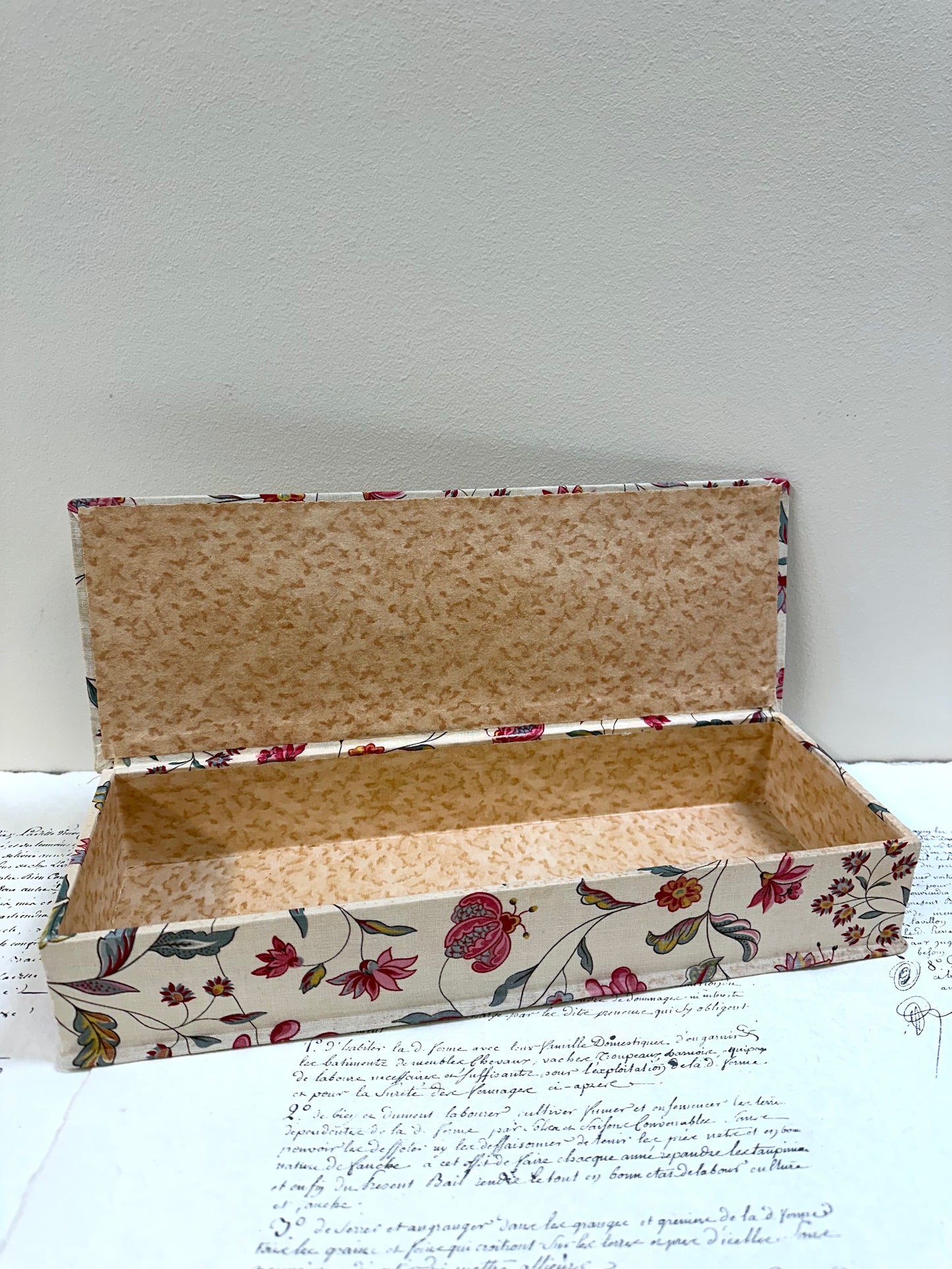 Antique French 'Jardin des Fleur' Fabric Covered Boudoir Boxes