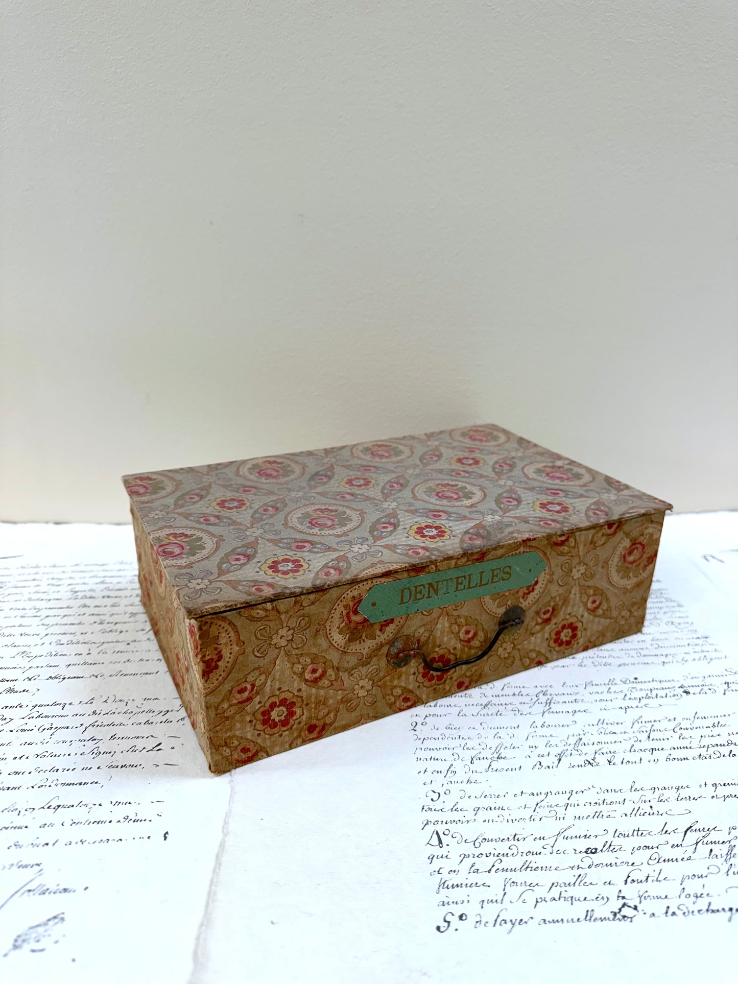 Antique French 'Fleur du Printemp' Fabric Covered Boudoir Boxes