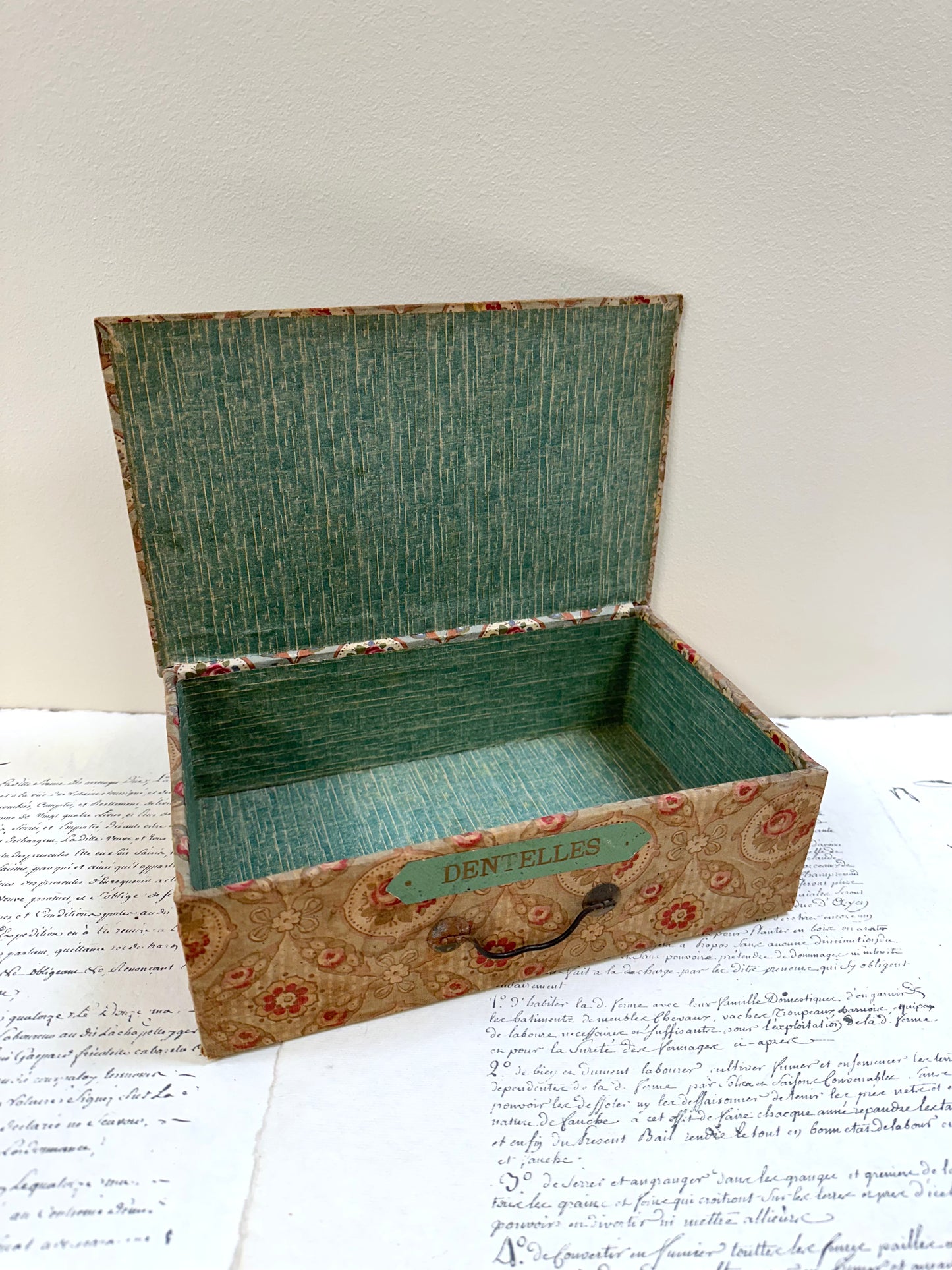 Antique French 'Fleur du Printemp' Fabric Covered Boudoir Boxes