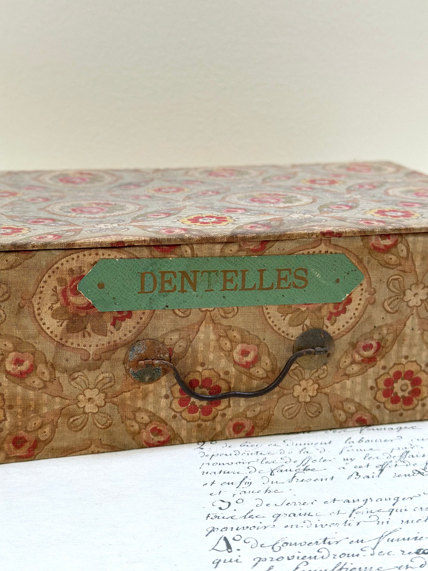 Antique French 'Fleur du Printemp' Fabric Covered Boudoir Boxes