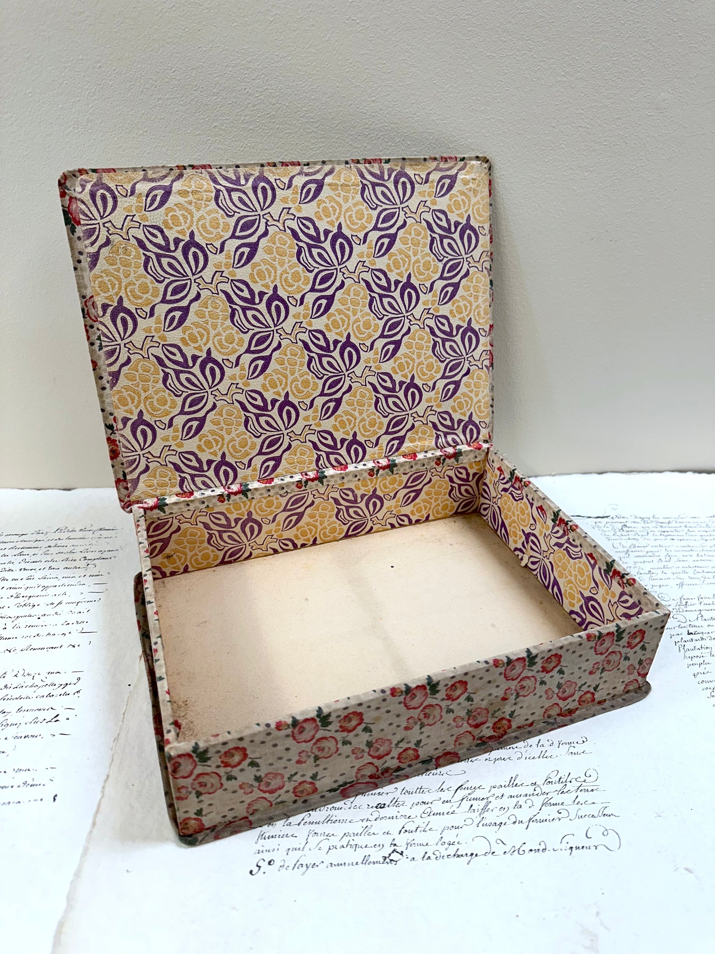 Antique French 'Fleur du Printemp' Fabric Covered Boudoir Boxes
