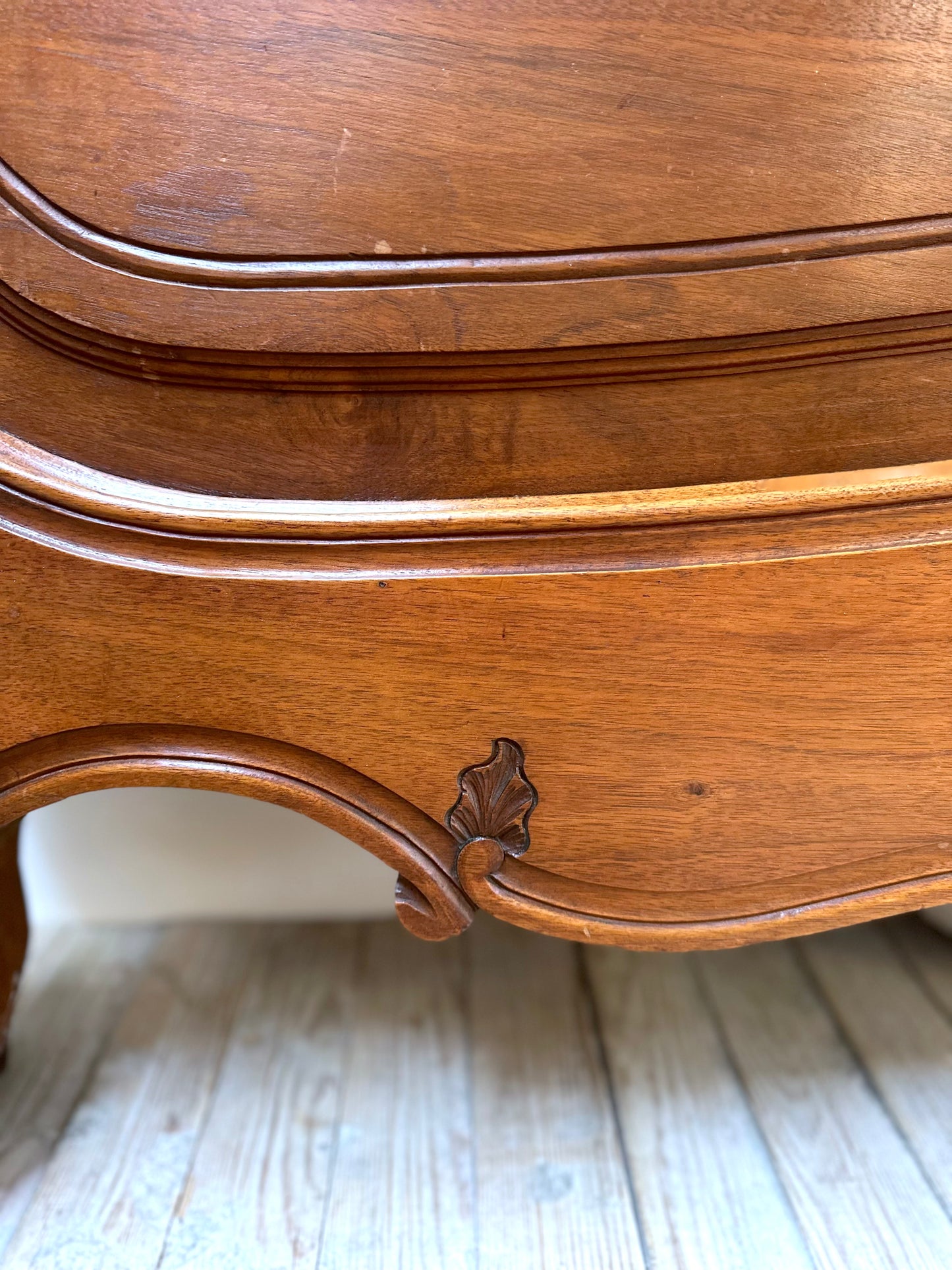 Antique French Louis XV Style Walnut Queen Size Bed