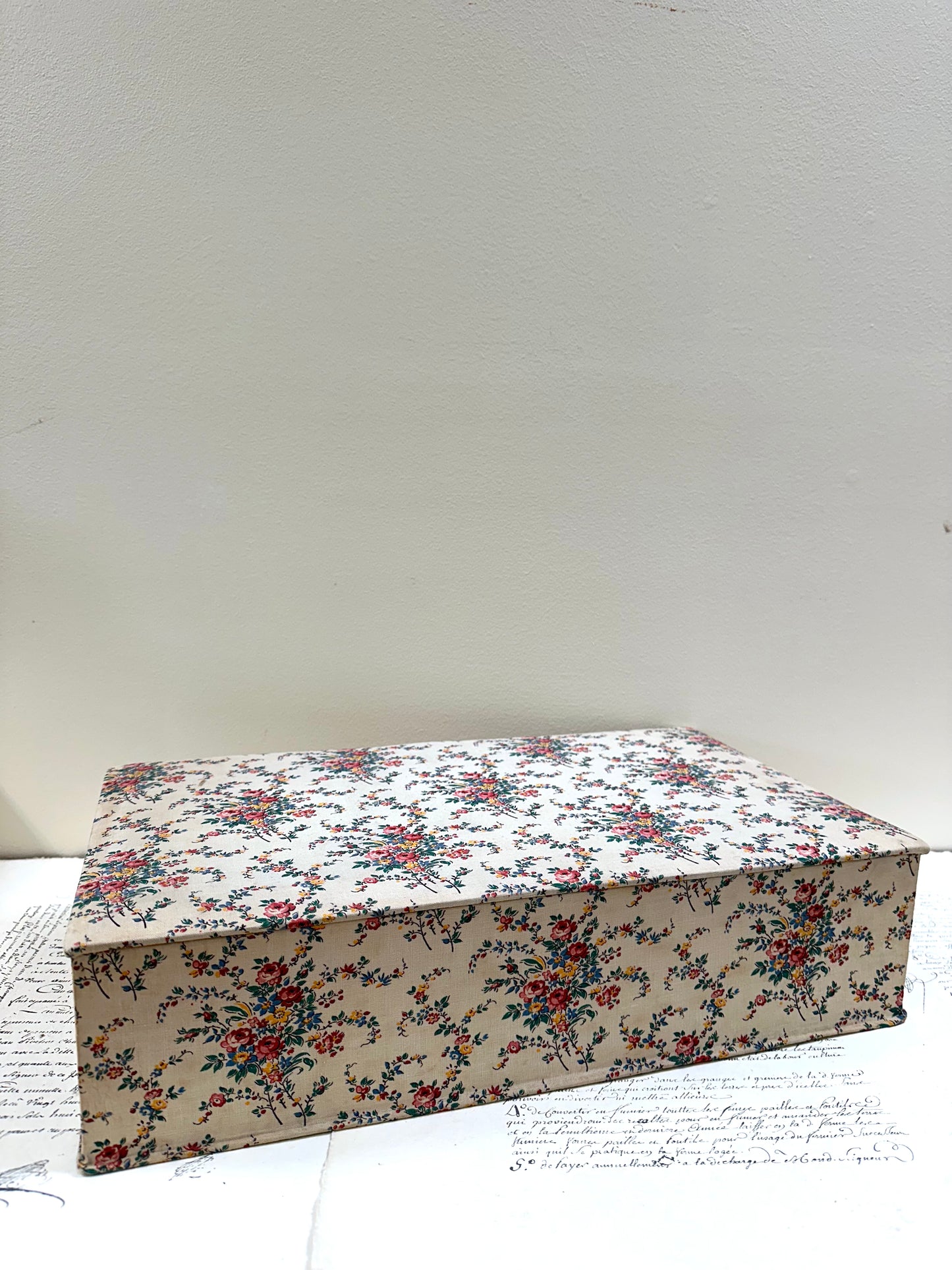 Antique French 'Bouquet des Fleurs' Fabric Covered Boudoir Boxes
